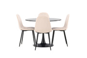 Venture Home Glade spisebord - Black / Black MDF +Polar Spisebordsstol - Black legs / Beige Velvet _4