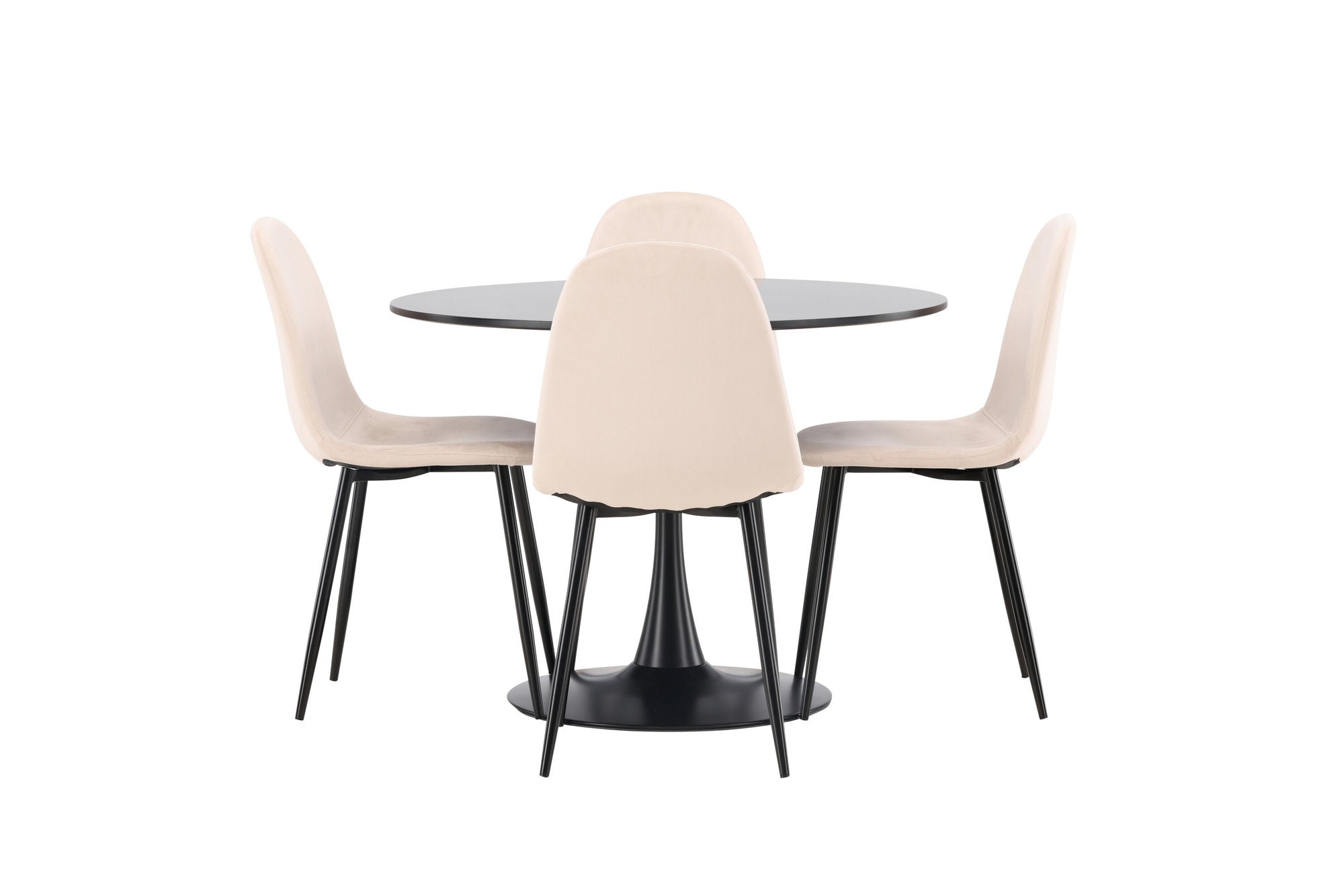 Venture Home Glade spisebord - Black / Black MDF +Polar Spisebordsstol - Black legs / Beige Velvet _4