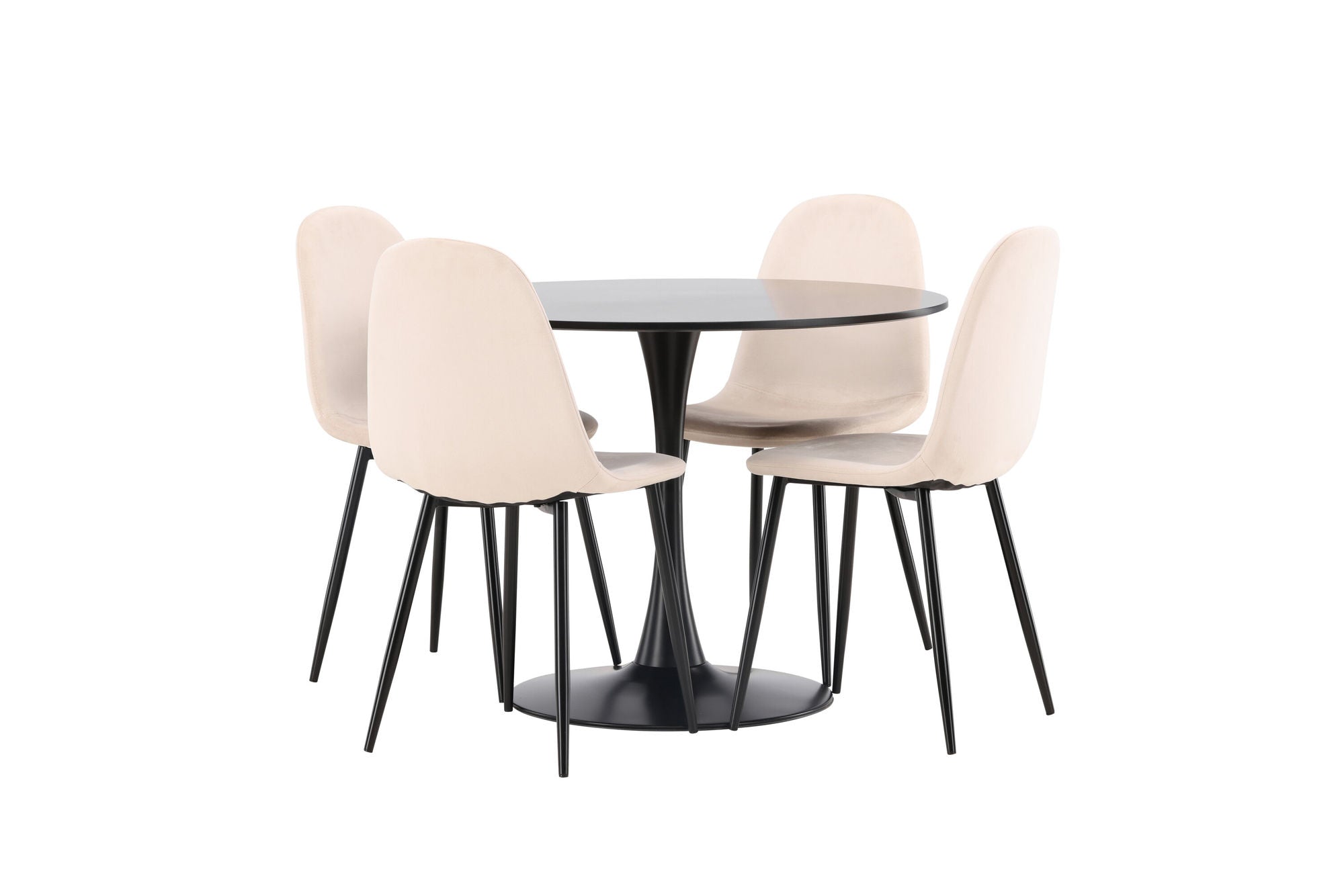 Venture Home Glade spisebord - Black / Black MDF +Polar Spisebordsstol - Black legs / Beige Velvet _4