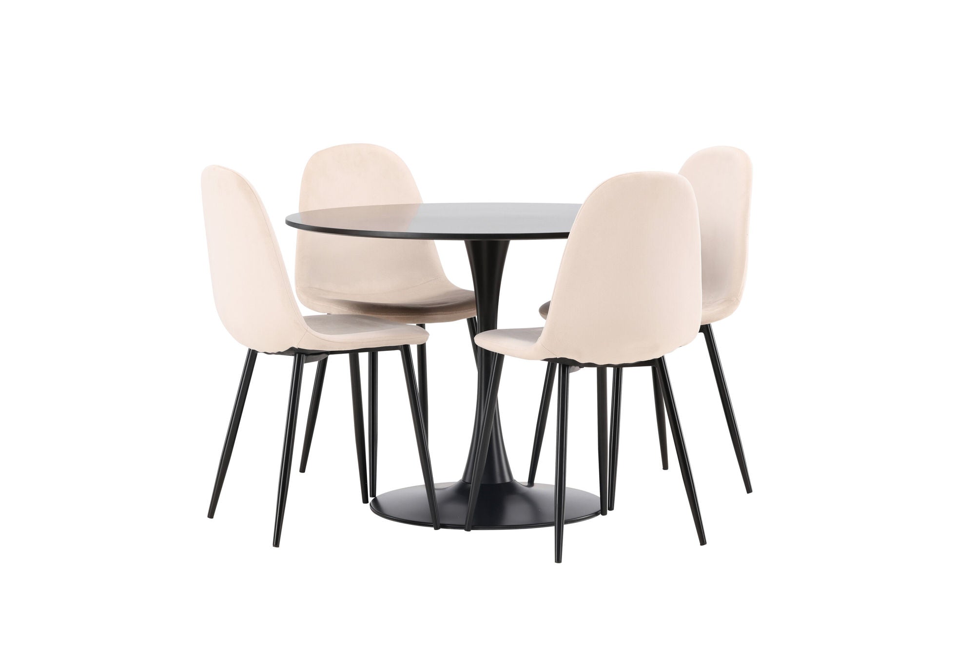 Venture Home Glade spisebord - Black / Black MDF +Polar Spisebordsstol - Black legs / Beige Velvet _4