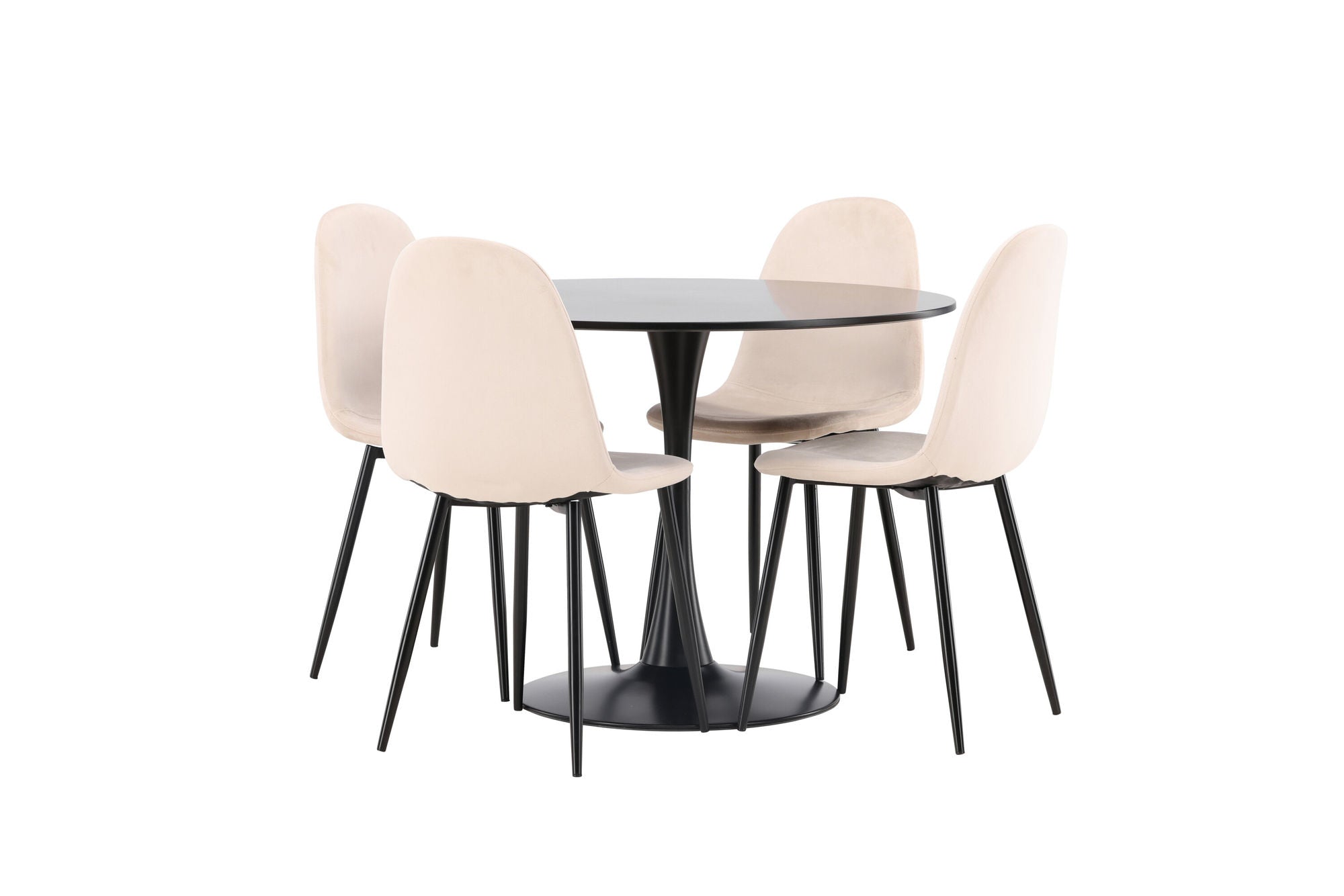 Venture Home Glade spisebord - Black / Black MDF +Polar Spisebordsstol - Black legs / Beige Velvet _4