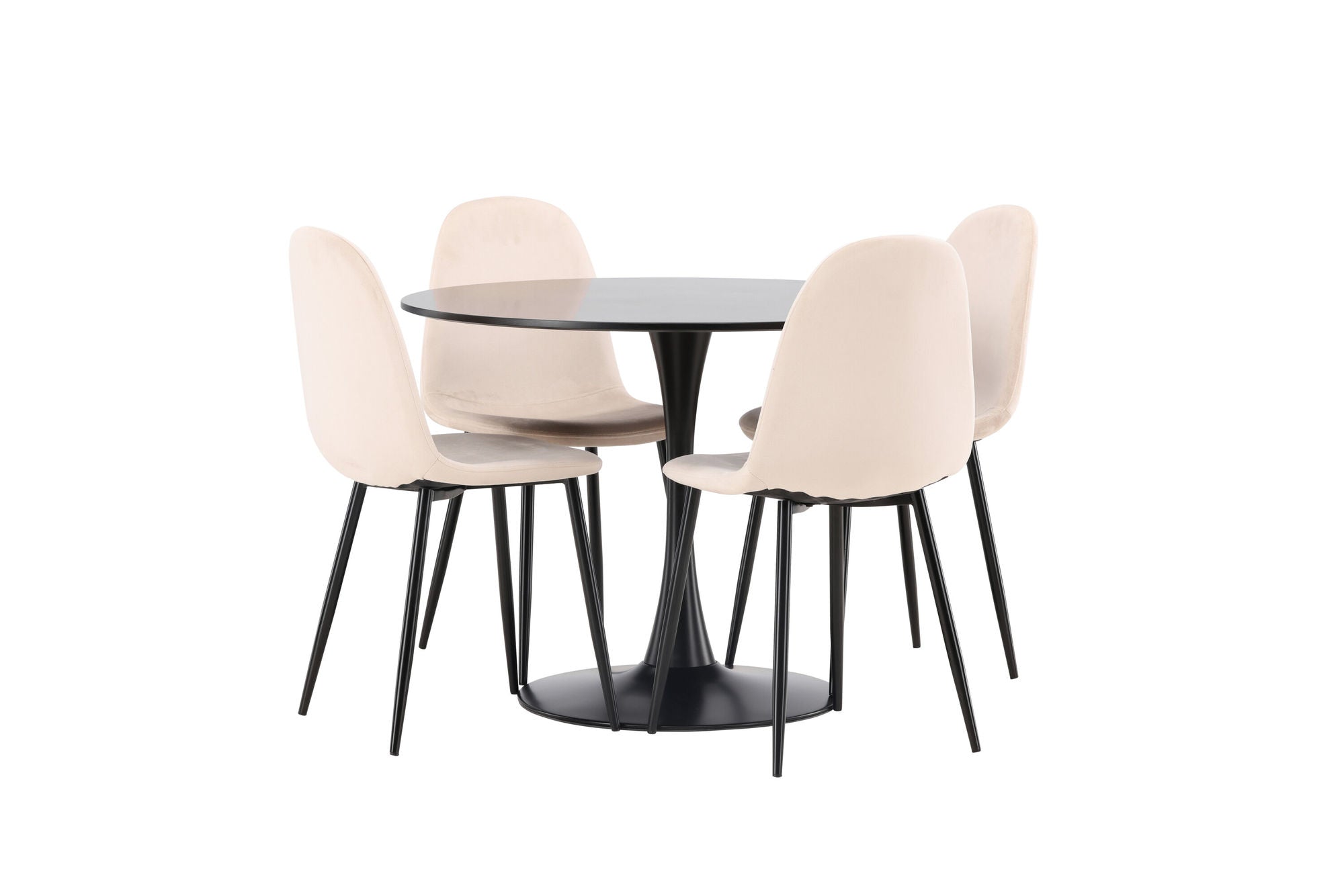 Venture Home Glade spisebord - Black / Black MDF +Polar Spisebordsstol - Black legs / Beige Velvet _4