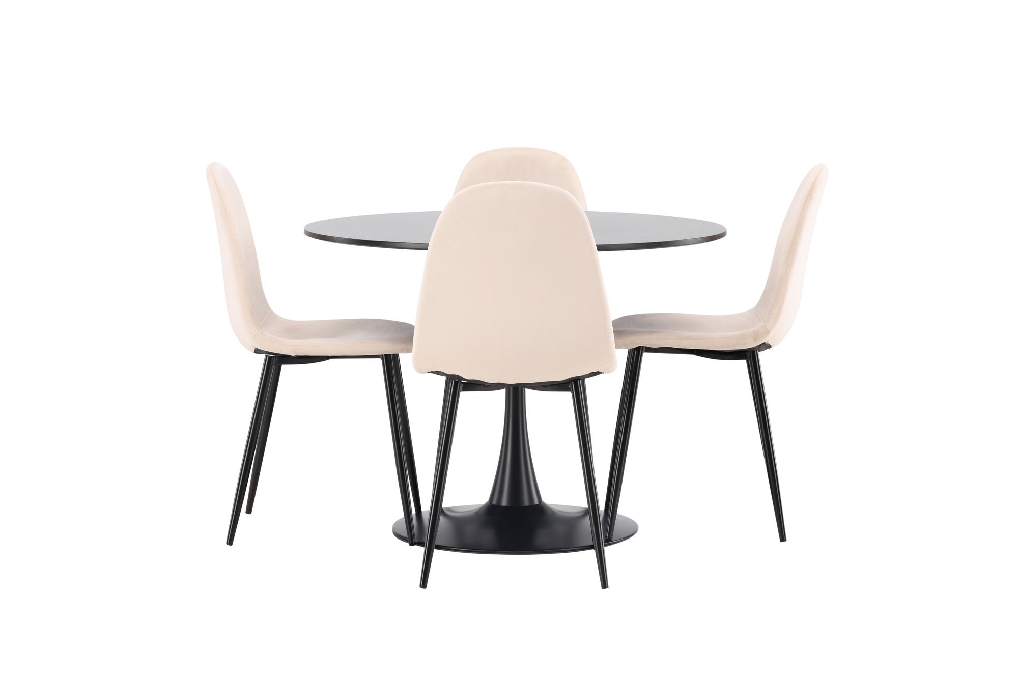 Venture Home Glade spisebord - Black / Black MDF +Polar Spisebordsstol - Black legs / Beige Velvet _4