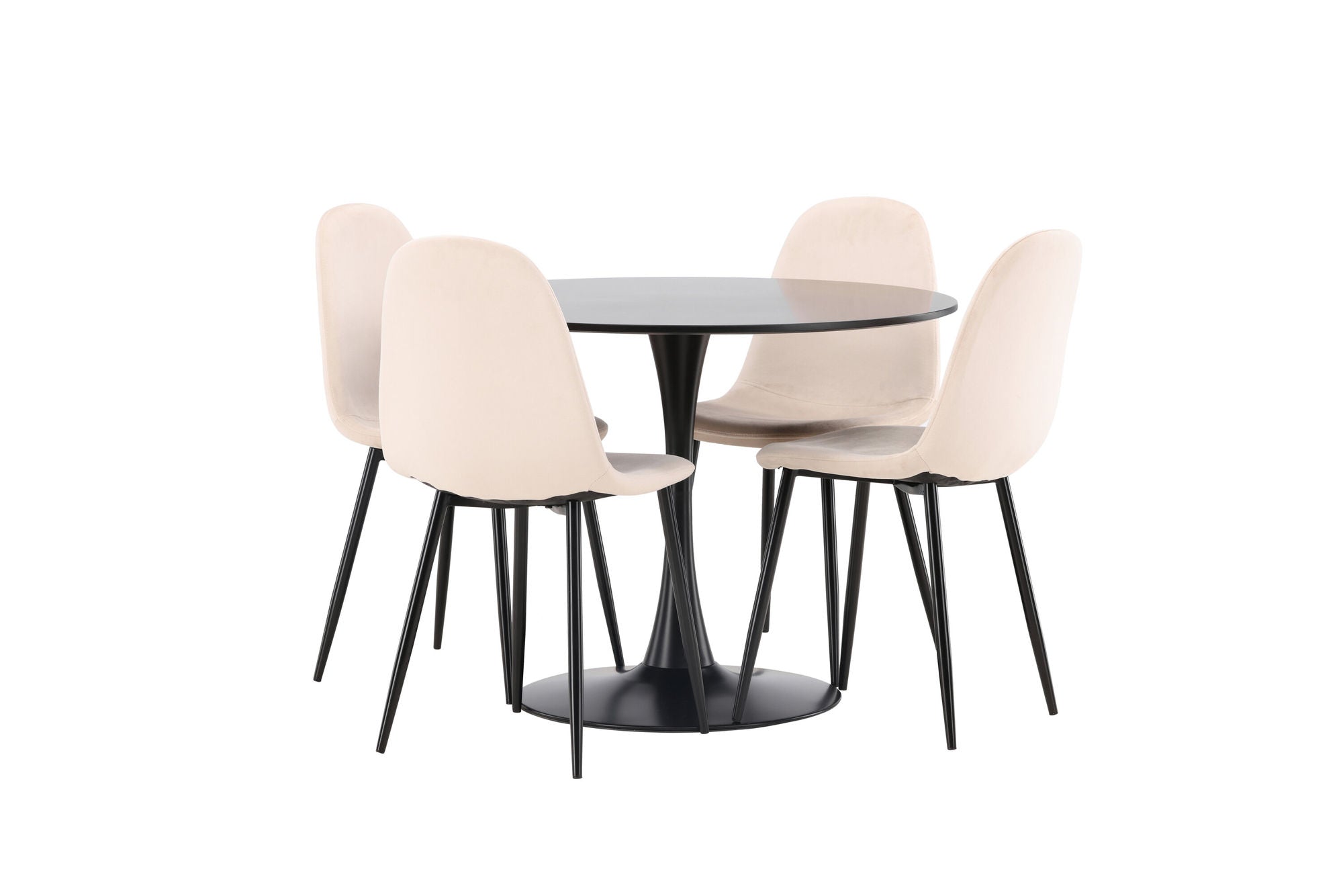 Venture Home Glade spisebord - Black / Black MDF +Polar Spisebordsstol - Black legs / Beige Velvet _4