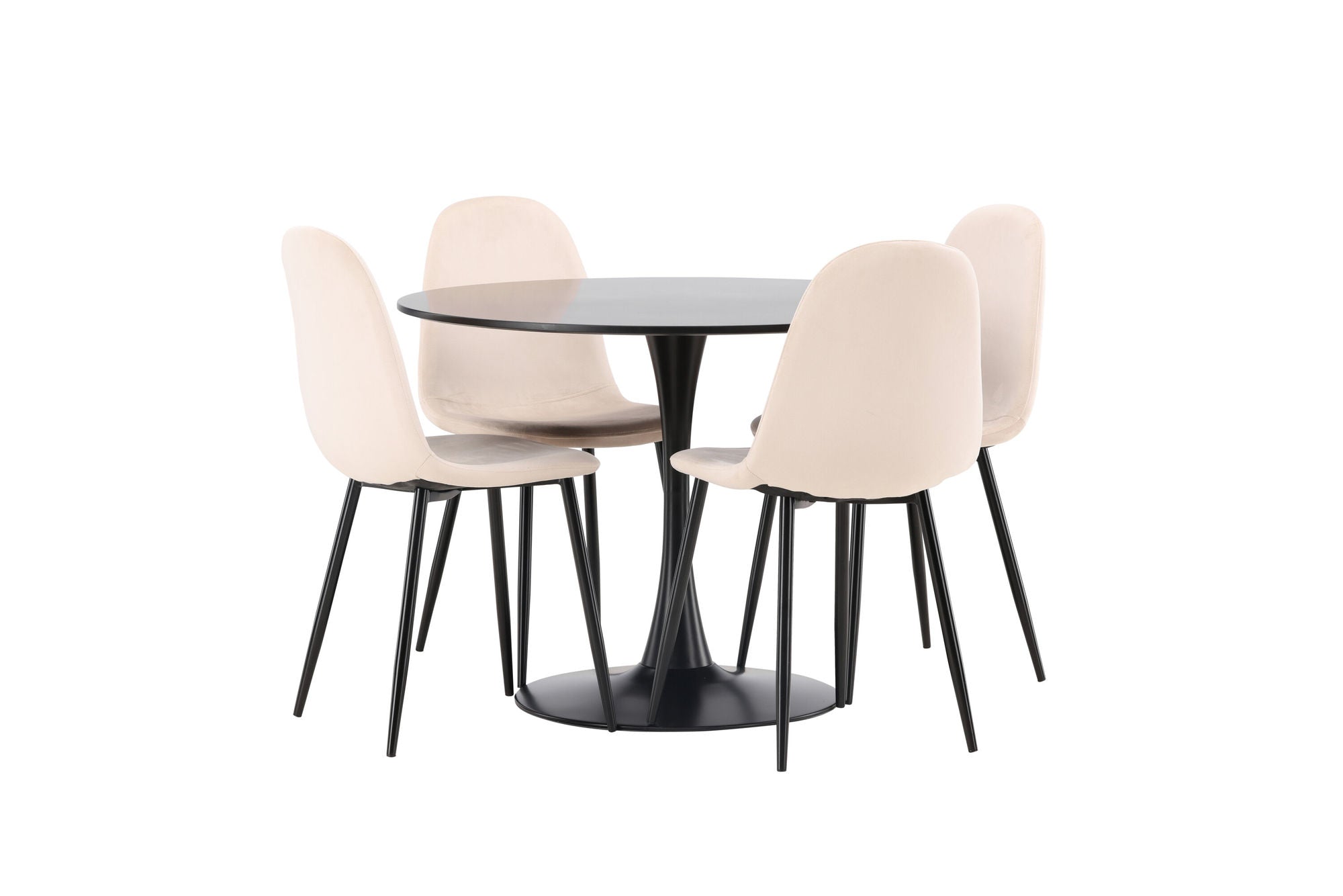 Venture Home Glade spisebord - Black / Black MDF +Polar Spisebordsstol - Black legs / Beige Velvet _4