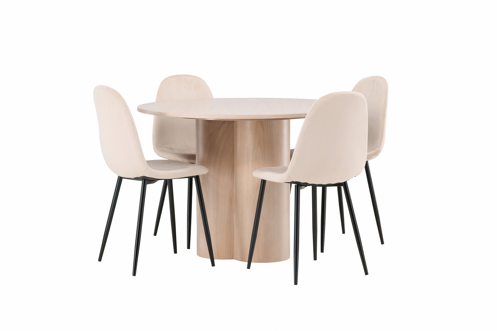 Venture Home OliviaDiningbord-WhiteWashVeneer+PolarDiningstol-Blacklegs/BeigeVelvet_4