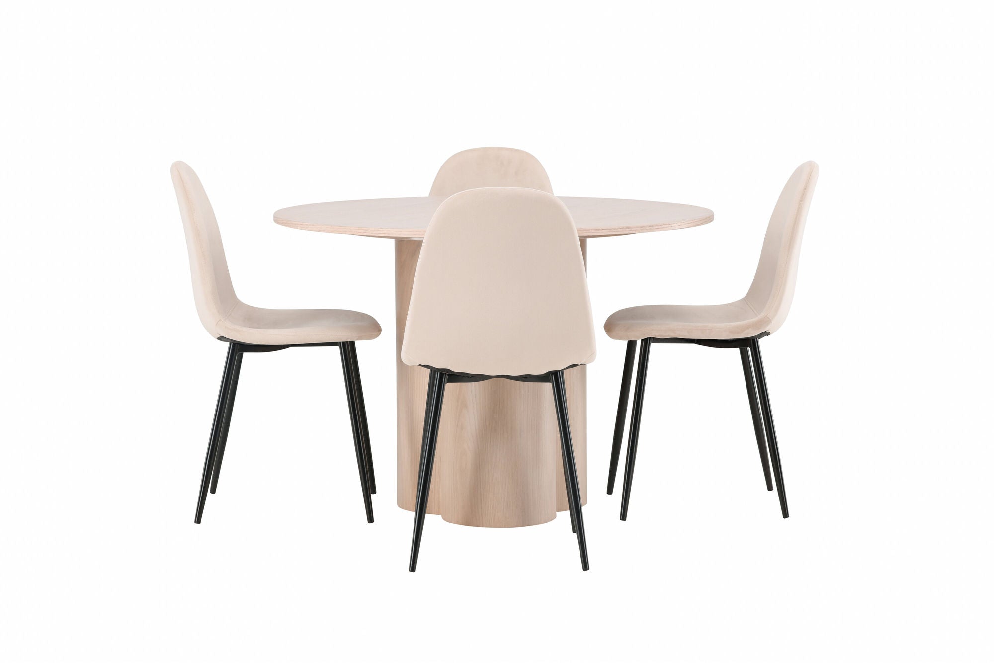 Venture Home OliviaDiningbord-WhiteWashVeneer+PolarDiningstol-Blacklegs/BeigeVelvet_4