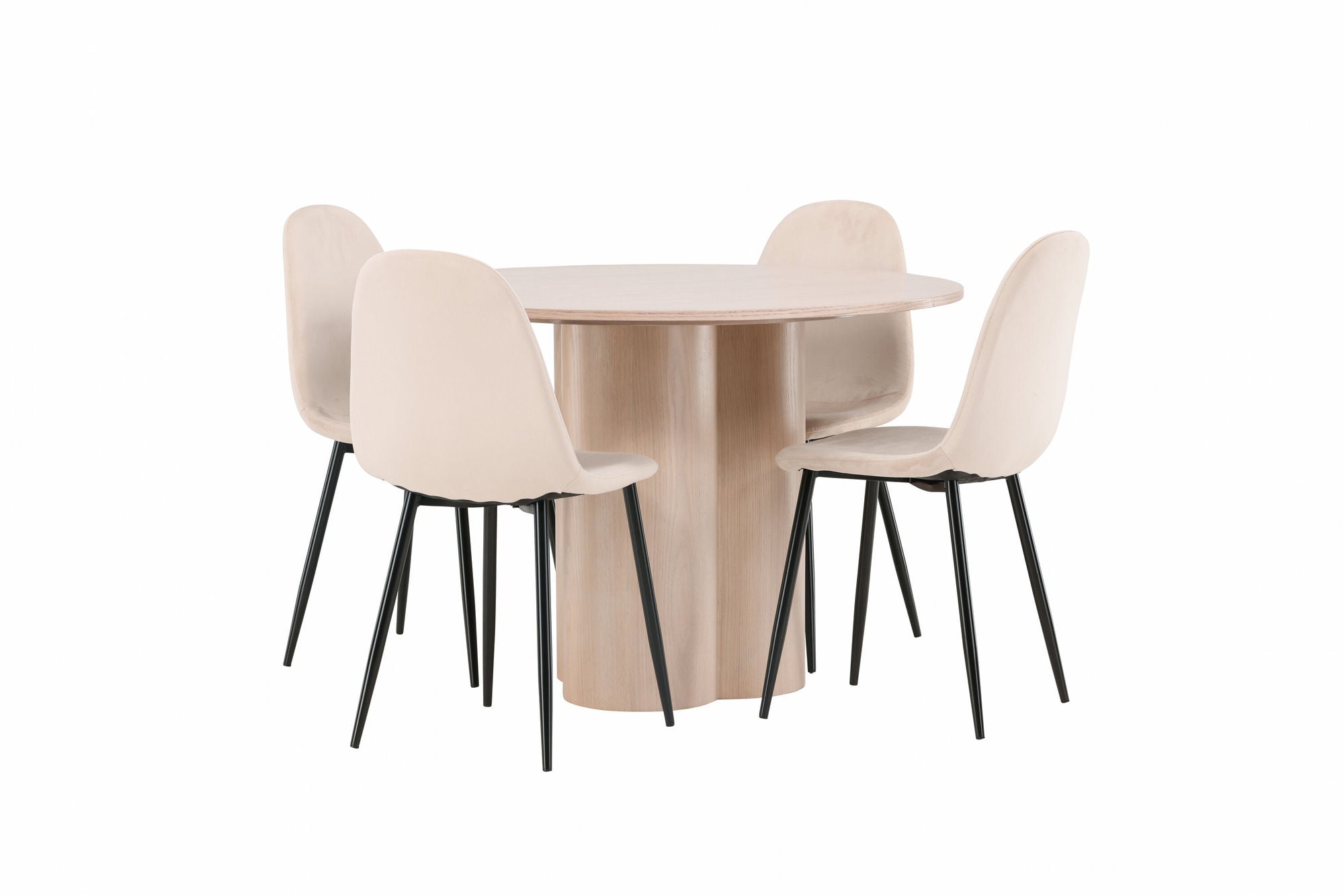 Venture Home OliviaDiningbord-WhiteWashVeneer+PolarDiningstol-Blacklegs/BeigeVelvet_4