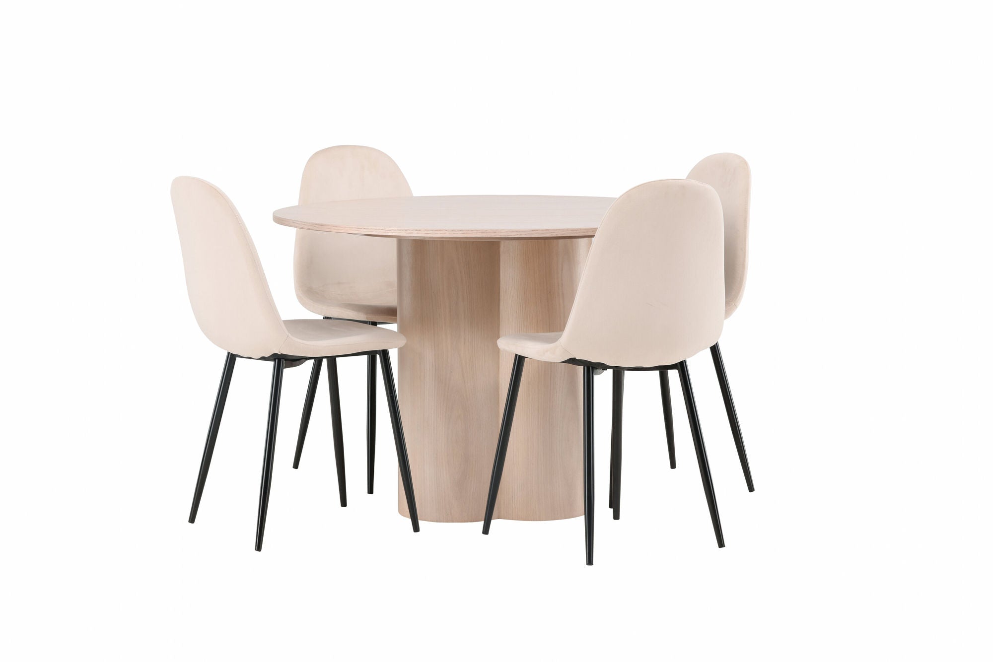 Venture Home OliviaDiningbord-WhiteWashVeneer+PolarDiningstol-Blacklegs/BeigeVelvet_4