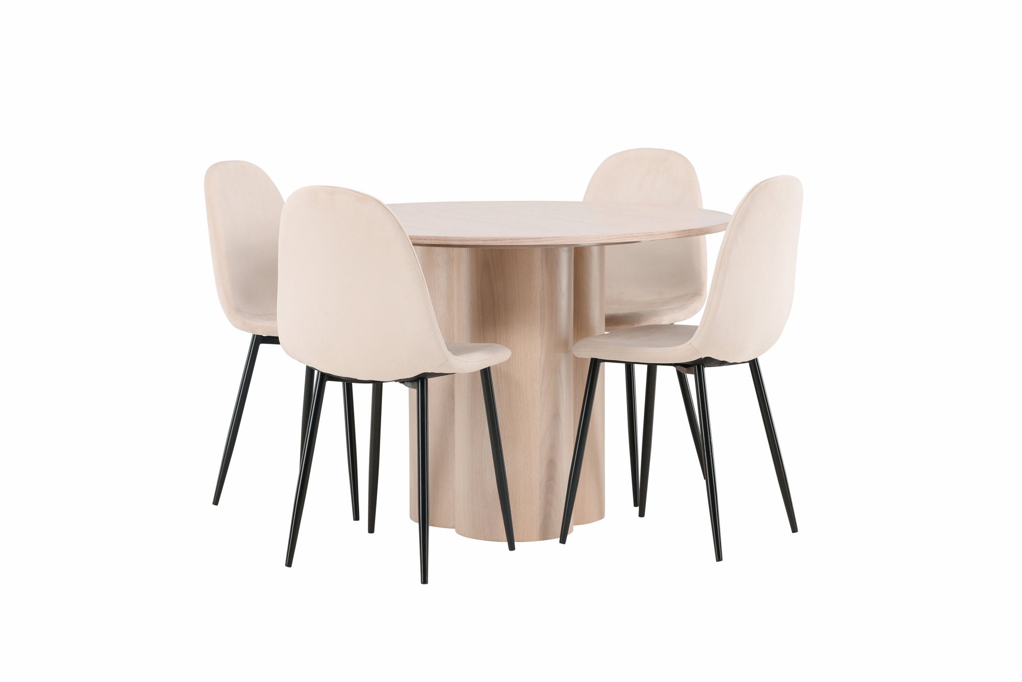 Venture Home OliviaDiningbord-WhiteWashVeneer+PolarDiningstol-Blacklegs/BeigeVelvet_4