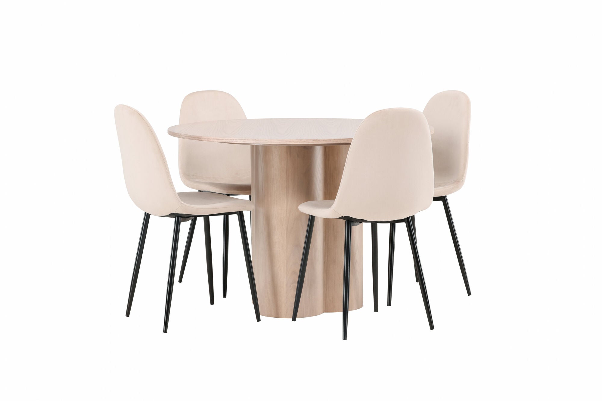 Venture Home OliviaDiningbord-WhiteWashVeneer+PolarDiningstol-Blacklegs/BeigeVelvet_4