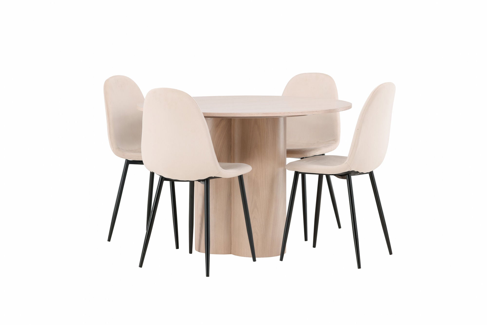 Venture Home OliviaDiningbord-WhiteWashVeneer+PolarDiningstol-Blacklegs/BeigeVelvet_4