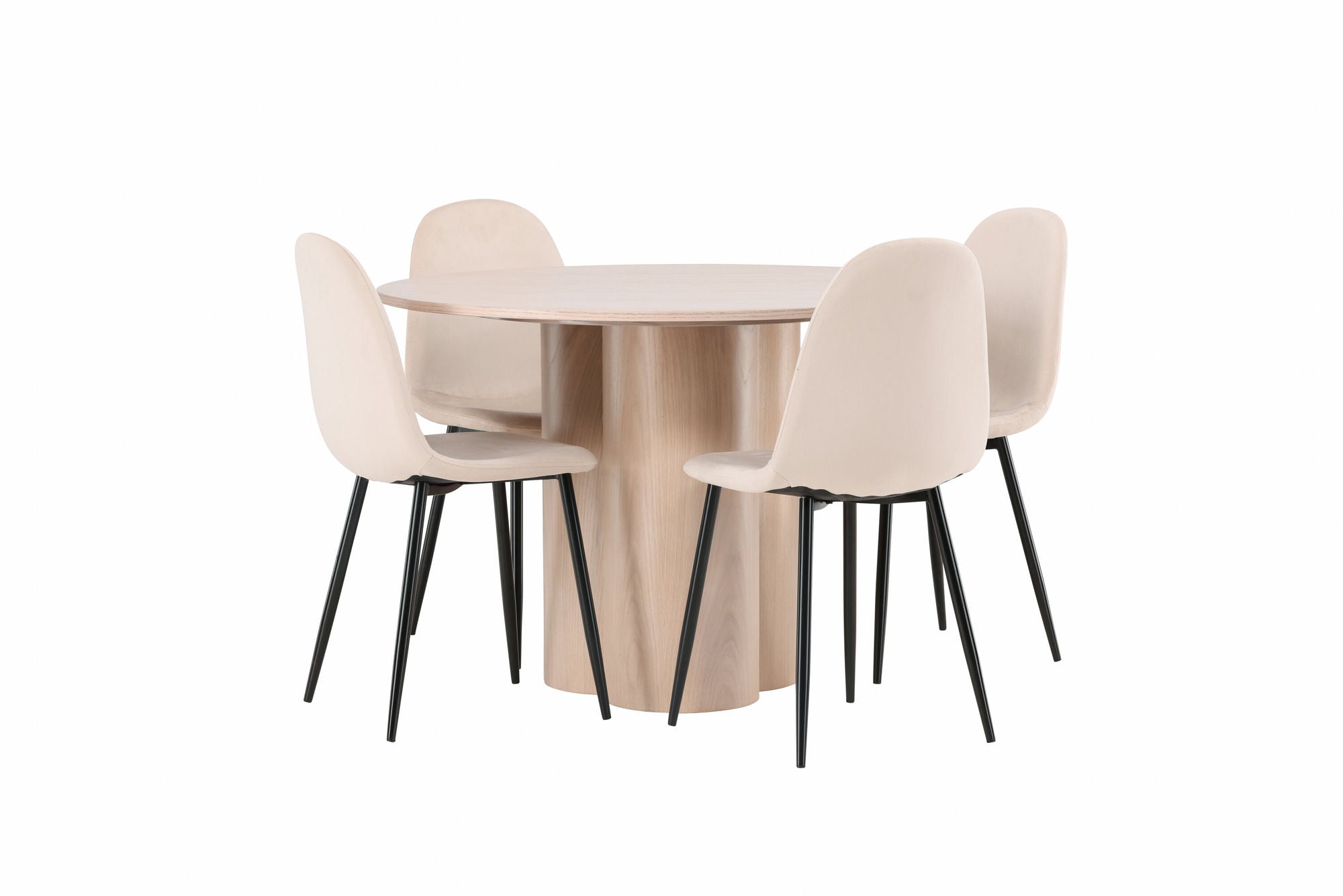 Venture Home OliviaDiningbord-WhiteWashVeneer+PolarDiningstol-Blacklegs/BeigeVelvet_4