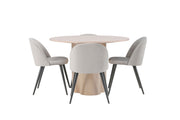 Venture Home OliviaDiningbord-WhiteWashVeneer+VelvetDiningstol-LightGrey/Black_4