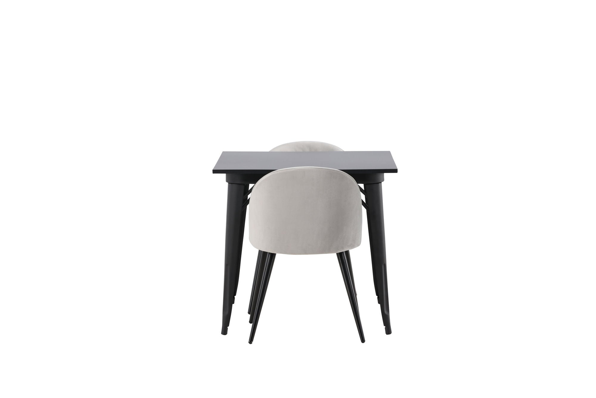 Venture Home Tempe spisebord - Black / Black MDF +Velvet Spisebordsstol - Light Grey / Black _2
