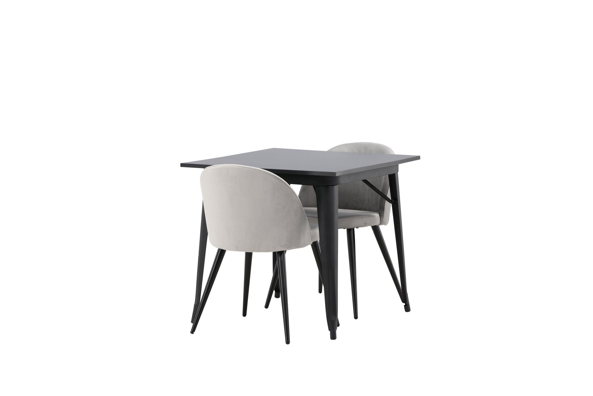 Venture Home Tempe spisebord - Black / Black MDF +Velvet Spisebordsstol - Light Grey / Black _2