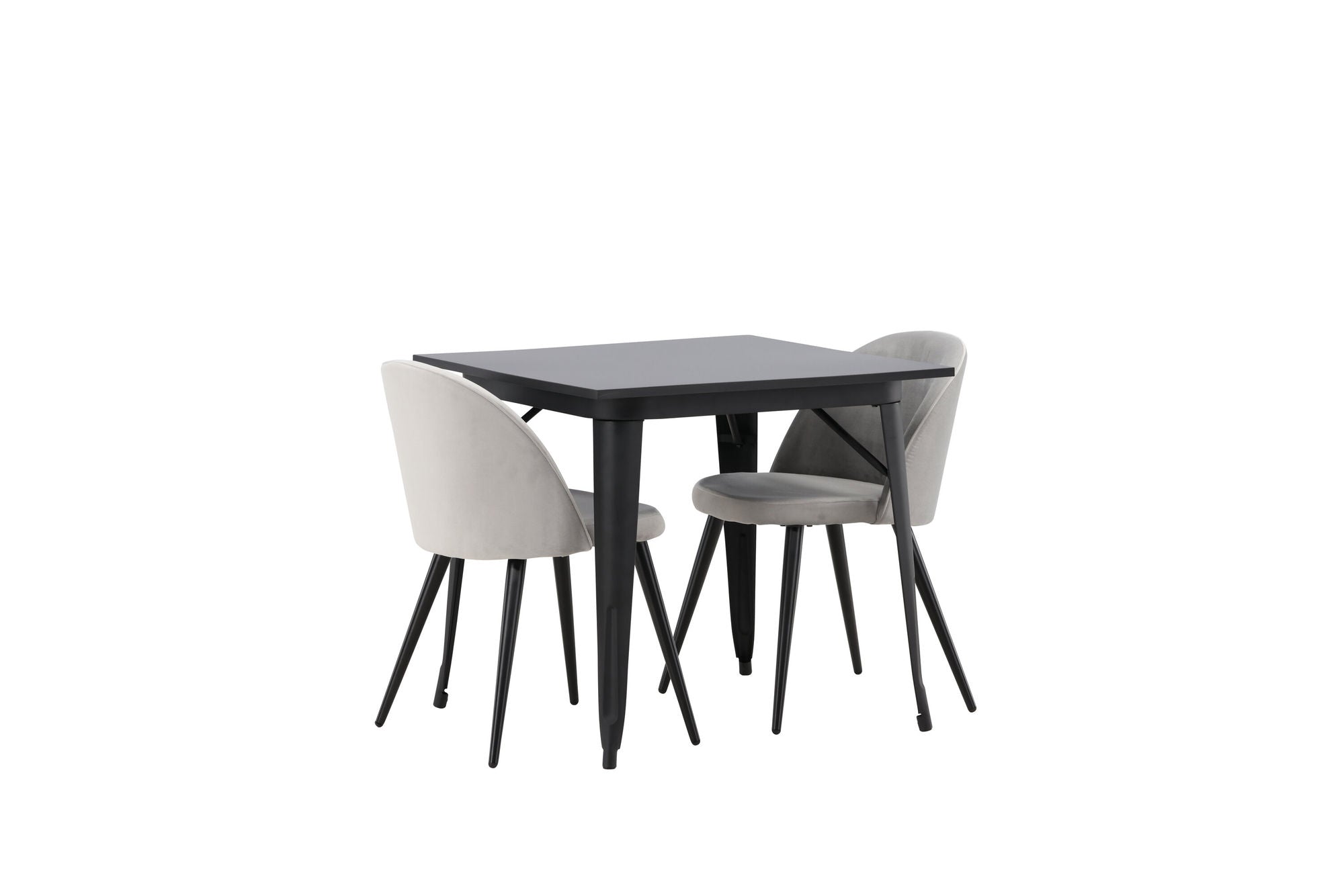 Venture Home Tempe spisebord - Black / Black MDF +Velvet Spisebordsstol - Light Grey / Black _2