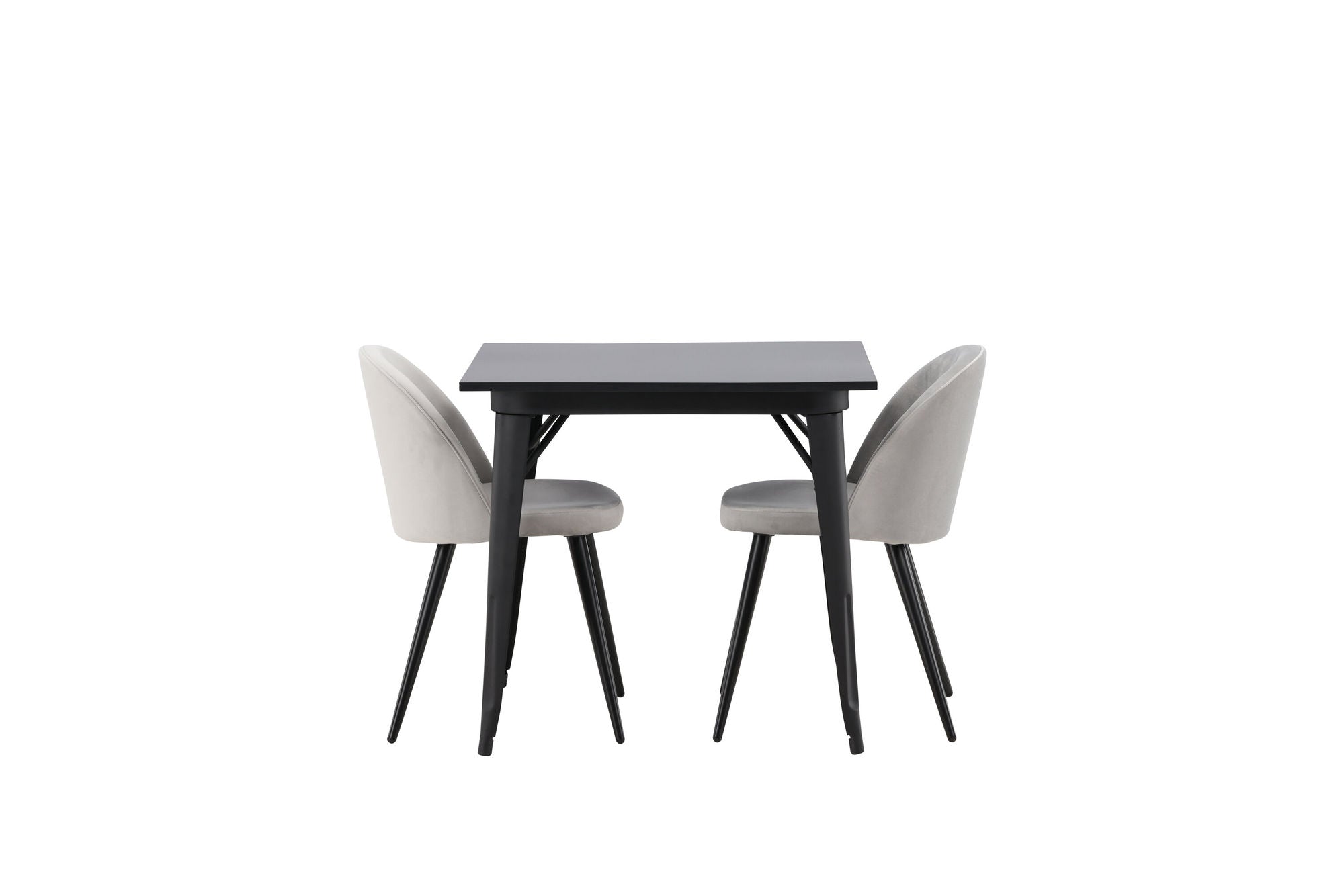 Venture Home Tempe spisebord - Black / Black MDF +Velvet Spisebordsstol - Light Grey / Black _2