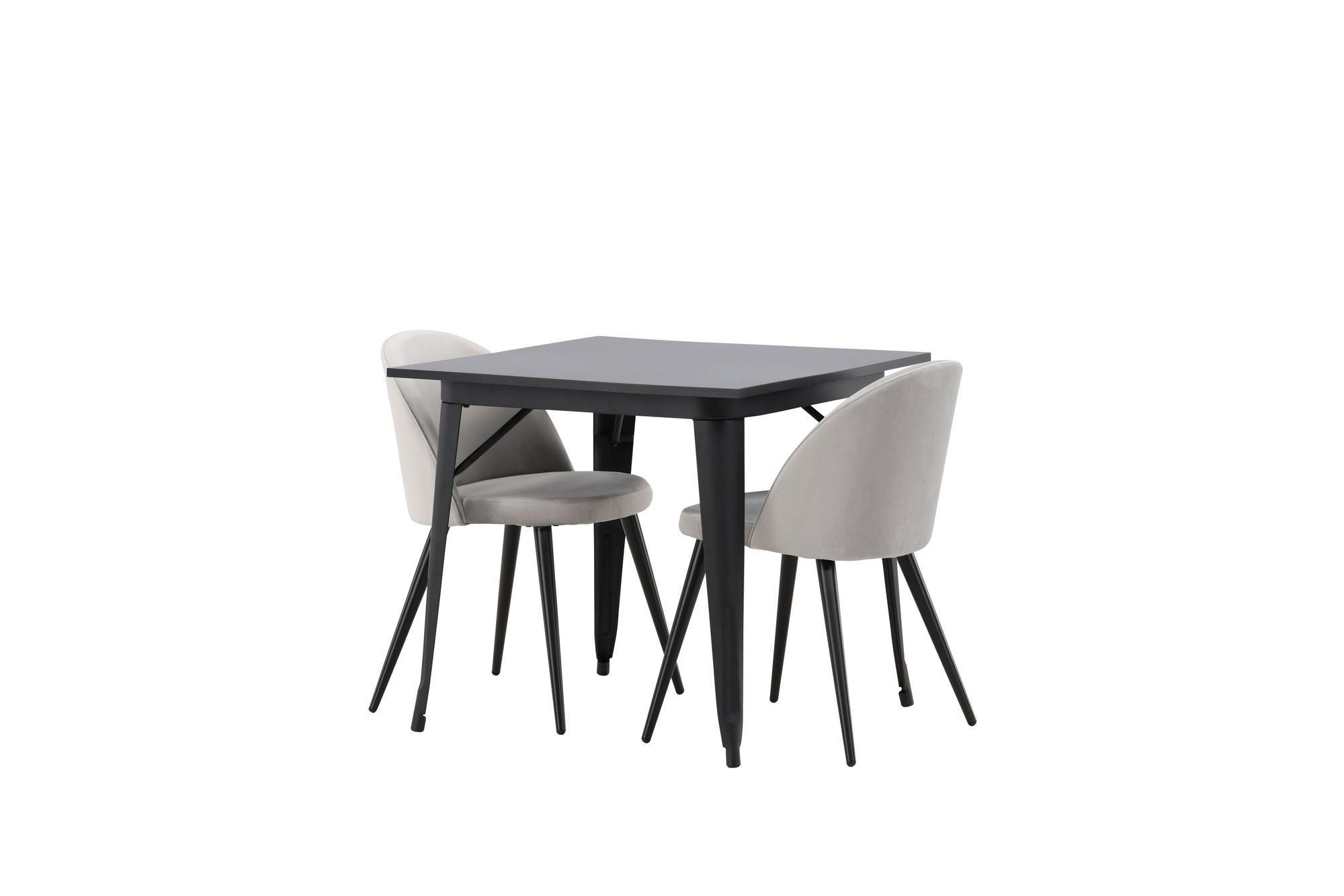 Venture Home Tempe spisebord - Black / Black MDF +Velvet Spisebordsstol - Light Grey / Black _2