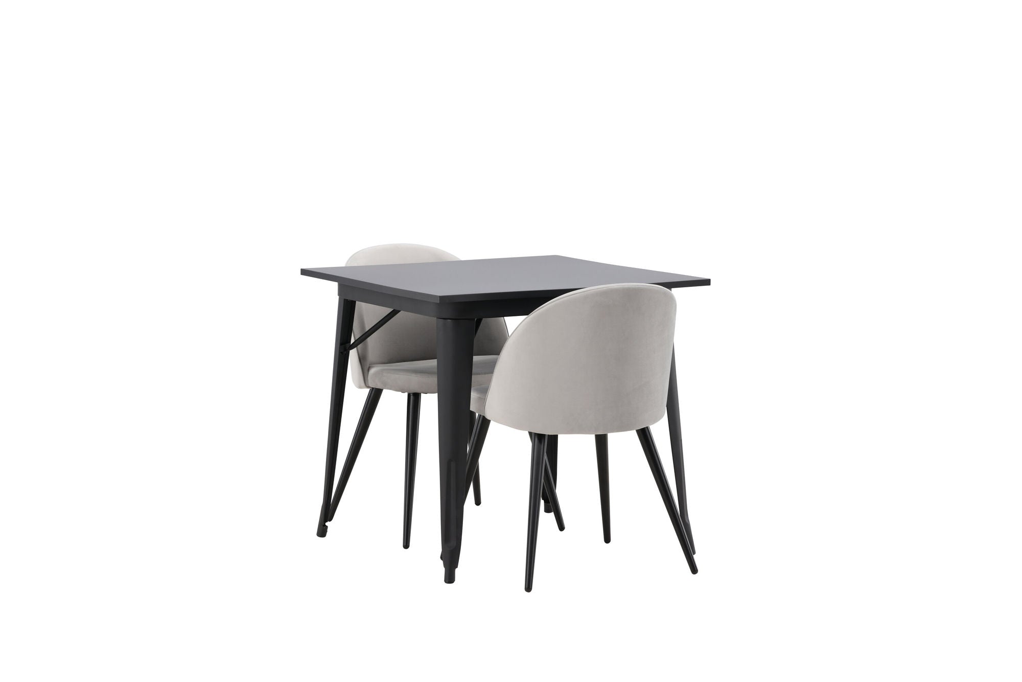 Venture Home Tempe spisebord - Black / Black MDF +Velvet Spisebordsstol - Light Grey / Black _2
