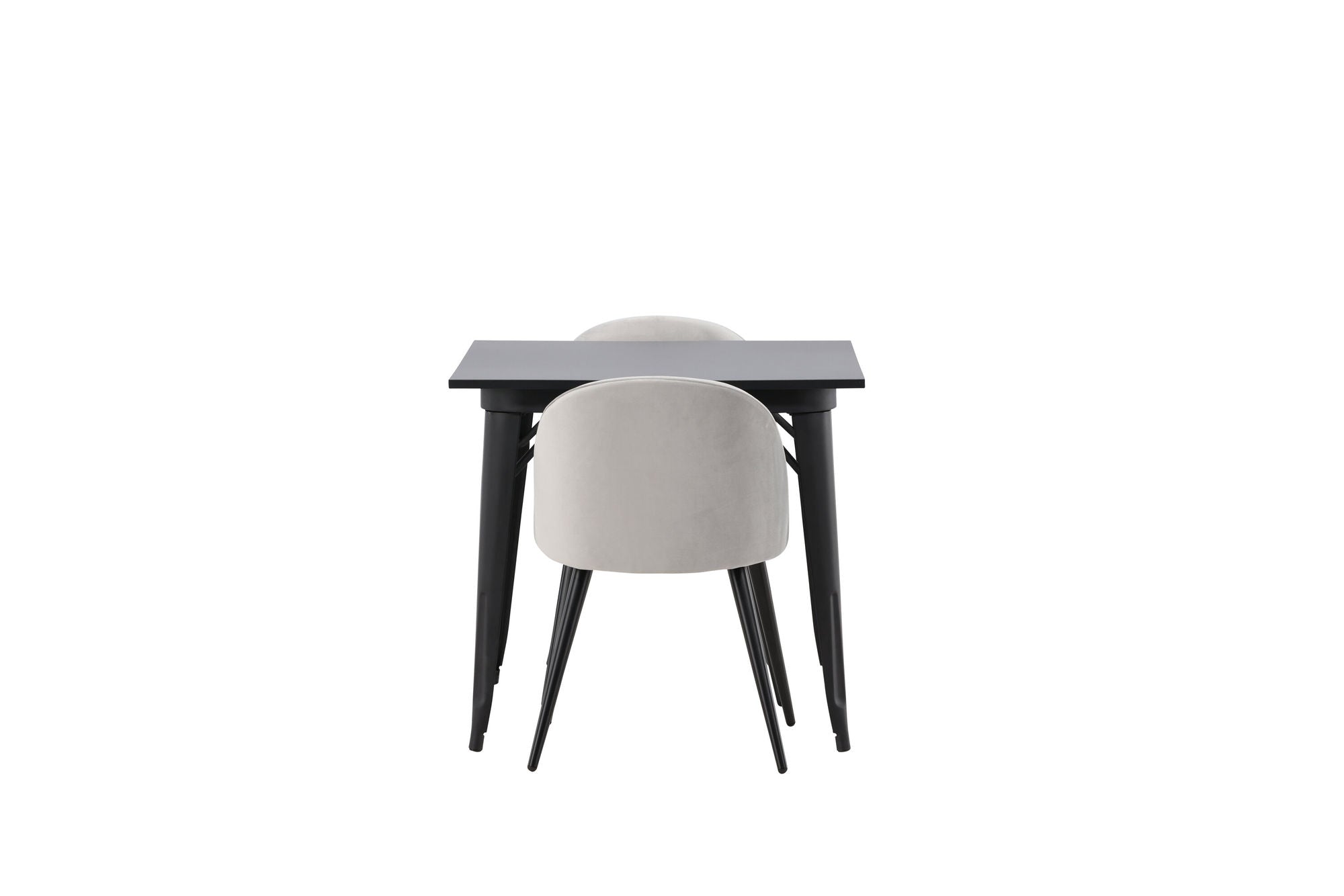 Venture Home Tempe spisebord - Black / Black MDF +Velvet Spisebordsstol - Light Grey / Black _2