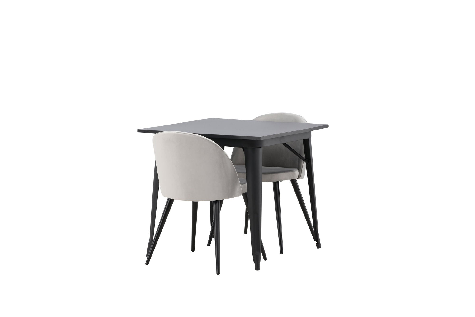 Venture Home Tempe spisebord - Black / Black MDF +Velvet Spisebordsstol - Light Grey / Black _2