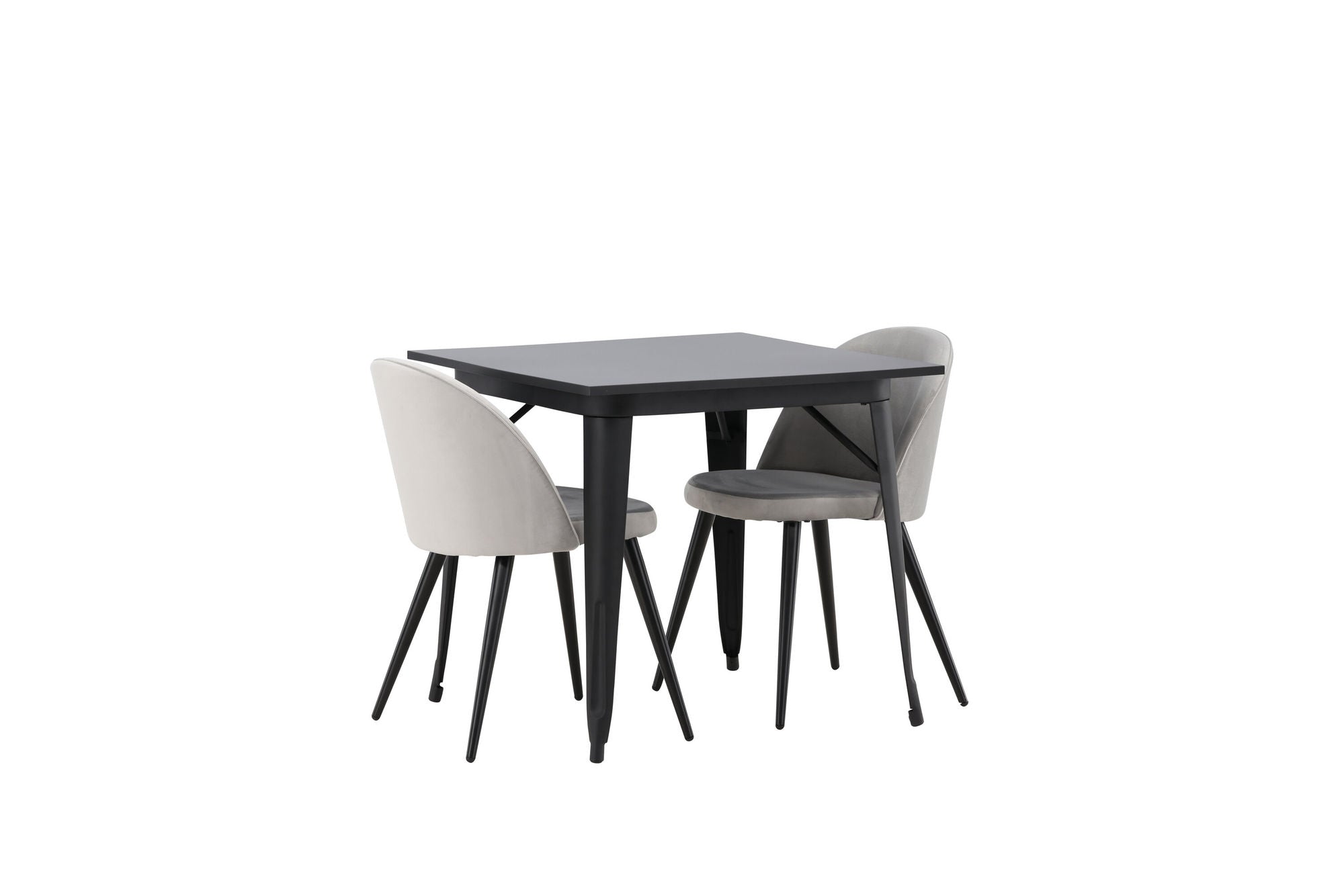 Venture Home Tempe spisebord - Black / Black MDF +Velvet Spisebordsstol - Light Grey / Black _2