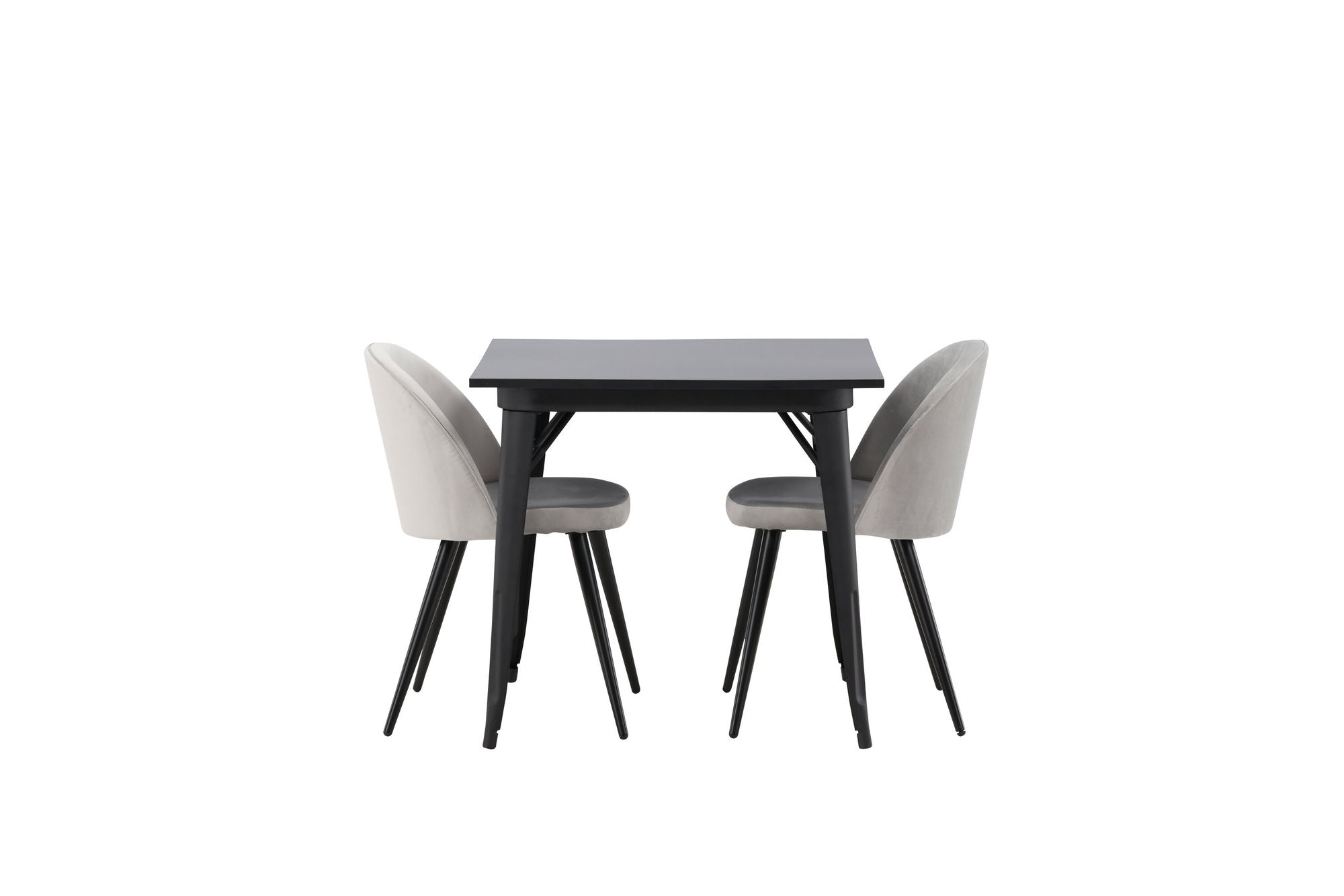 Venture Home Tempe spisebord - Black / Black MDF +Velvet Spisebordsstol - Light Grey / Black _2