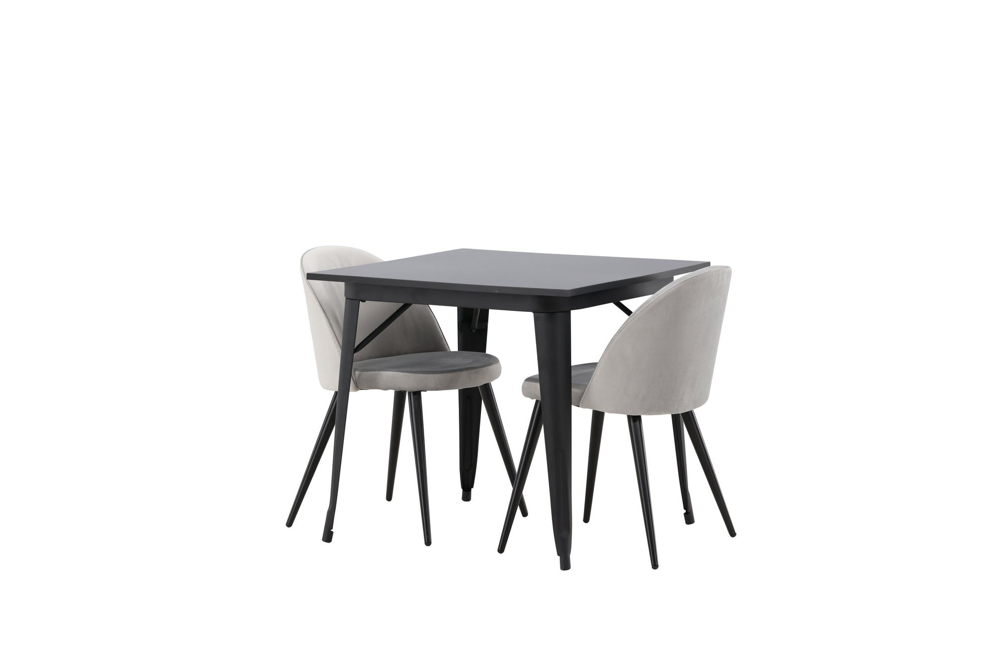 Venture Home Tempe spisebord - Black / Black MDF +Velvet Spisebordsstol - Light Grey / Black _2