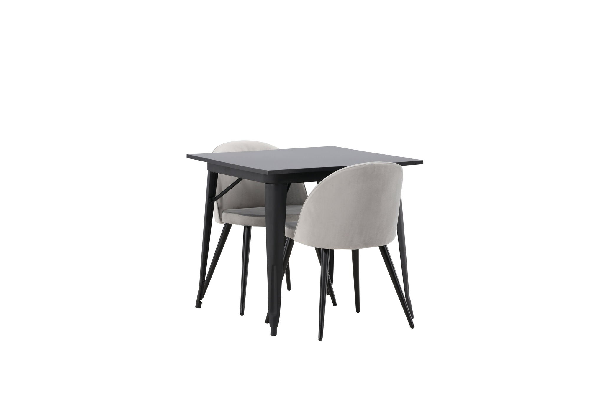 Venture Home Tempe spisebord - Black / Black MDF +Velvet Spisebordsstol - Light Grey / Black _2