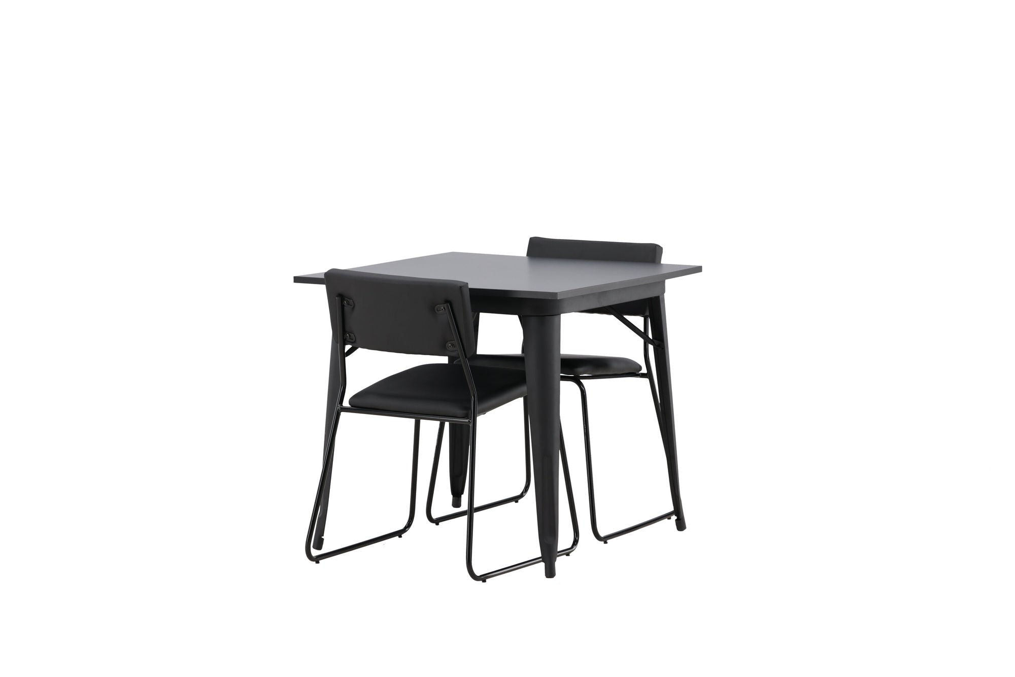 Venture Home Tempe spisebord - Black / Black MDF +Kenth stol - Black / Black PU _2