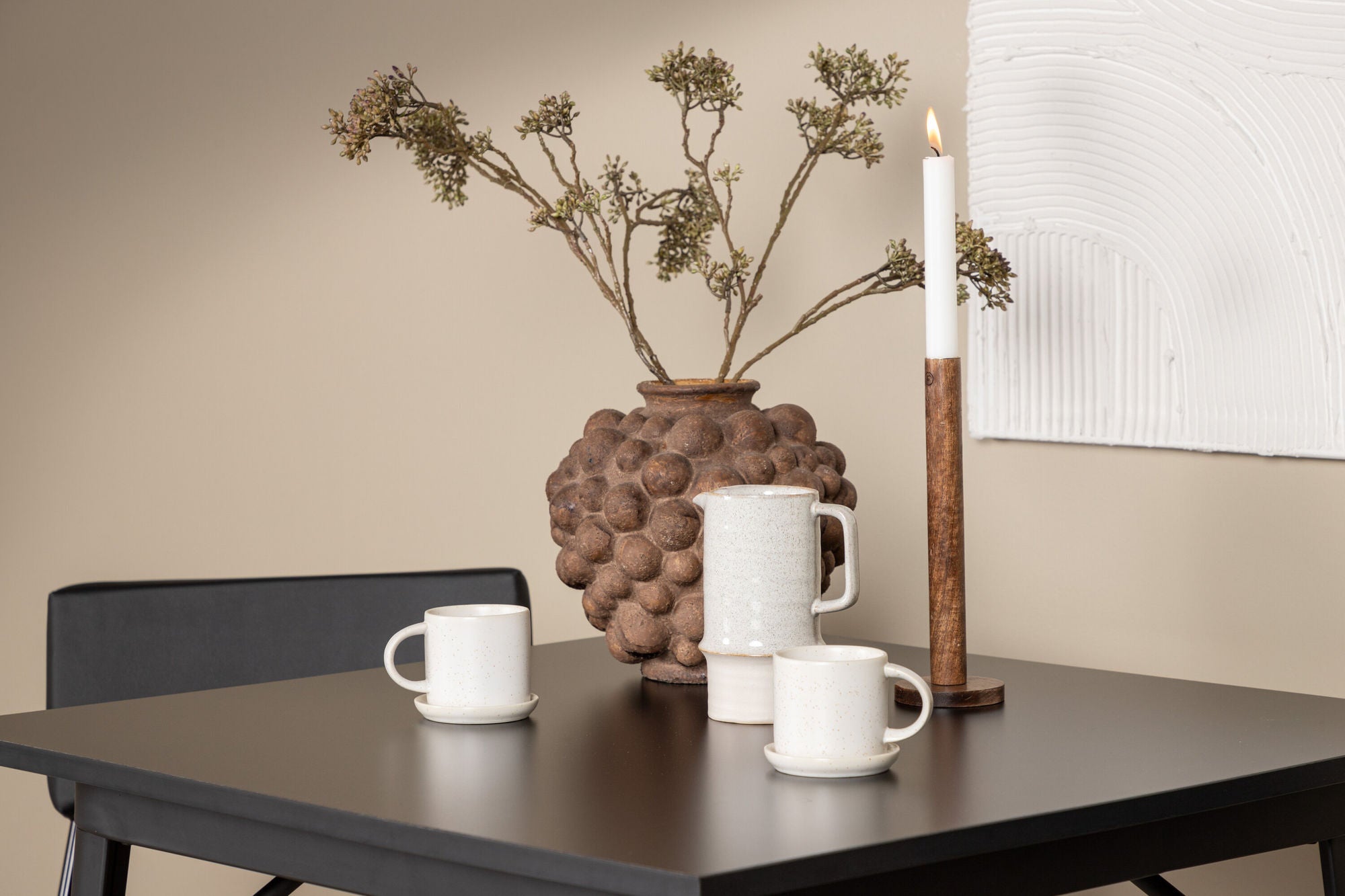 Venture Home Tempe spisebord - Black / Black MDF +Kenth stol - Black / Black PU _2