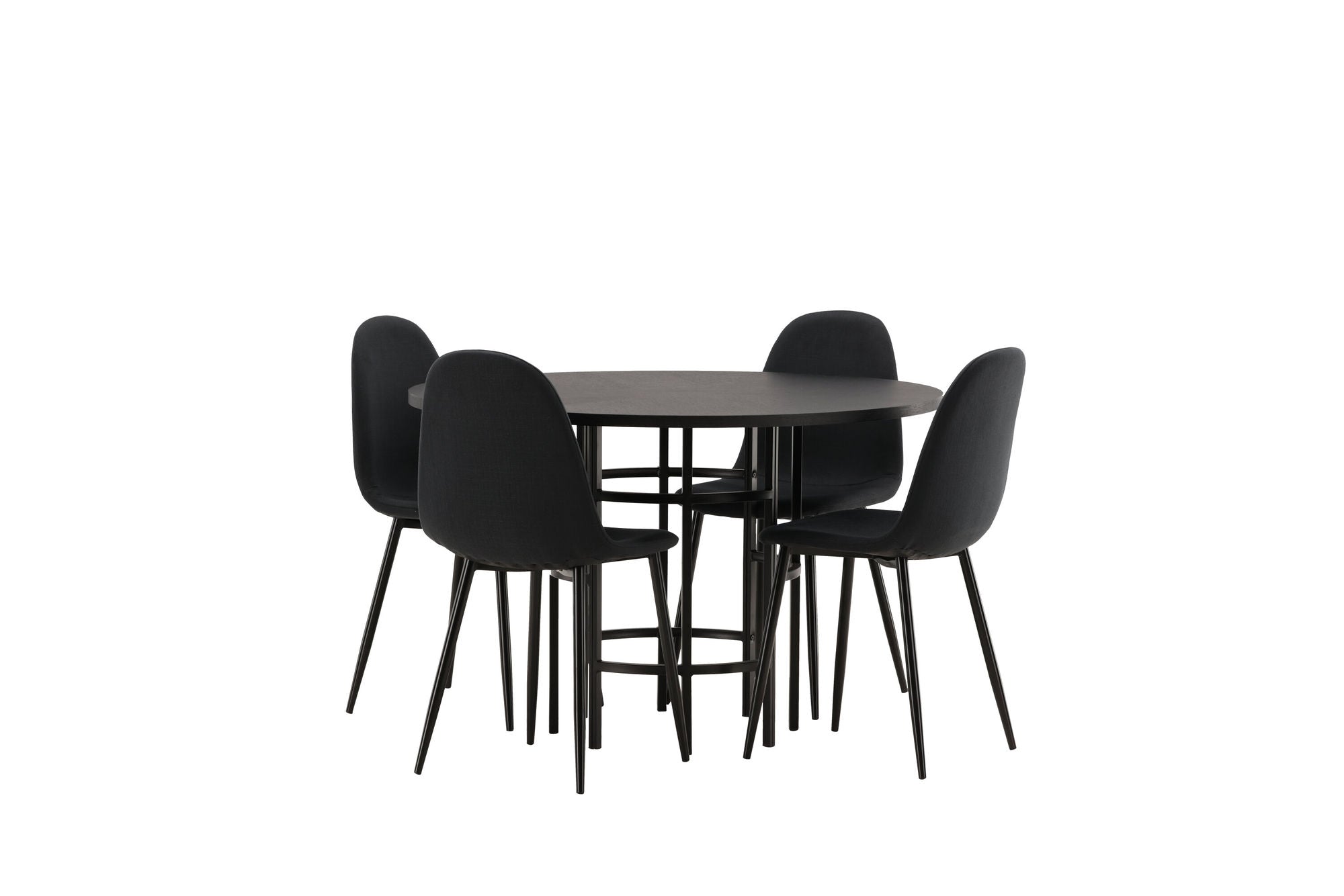 Venture Home Copenhagen spisebord - Black / Black Veneer +Polar Spisebordsstol - Black Legs - Black Fabric _4