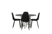 Venture Home Copenhagen spisebord - Black / Black Veneer +Polar Spisebordsstol - Black Legs - Black Fabric _4