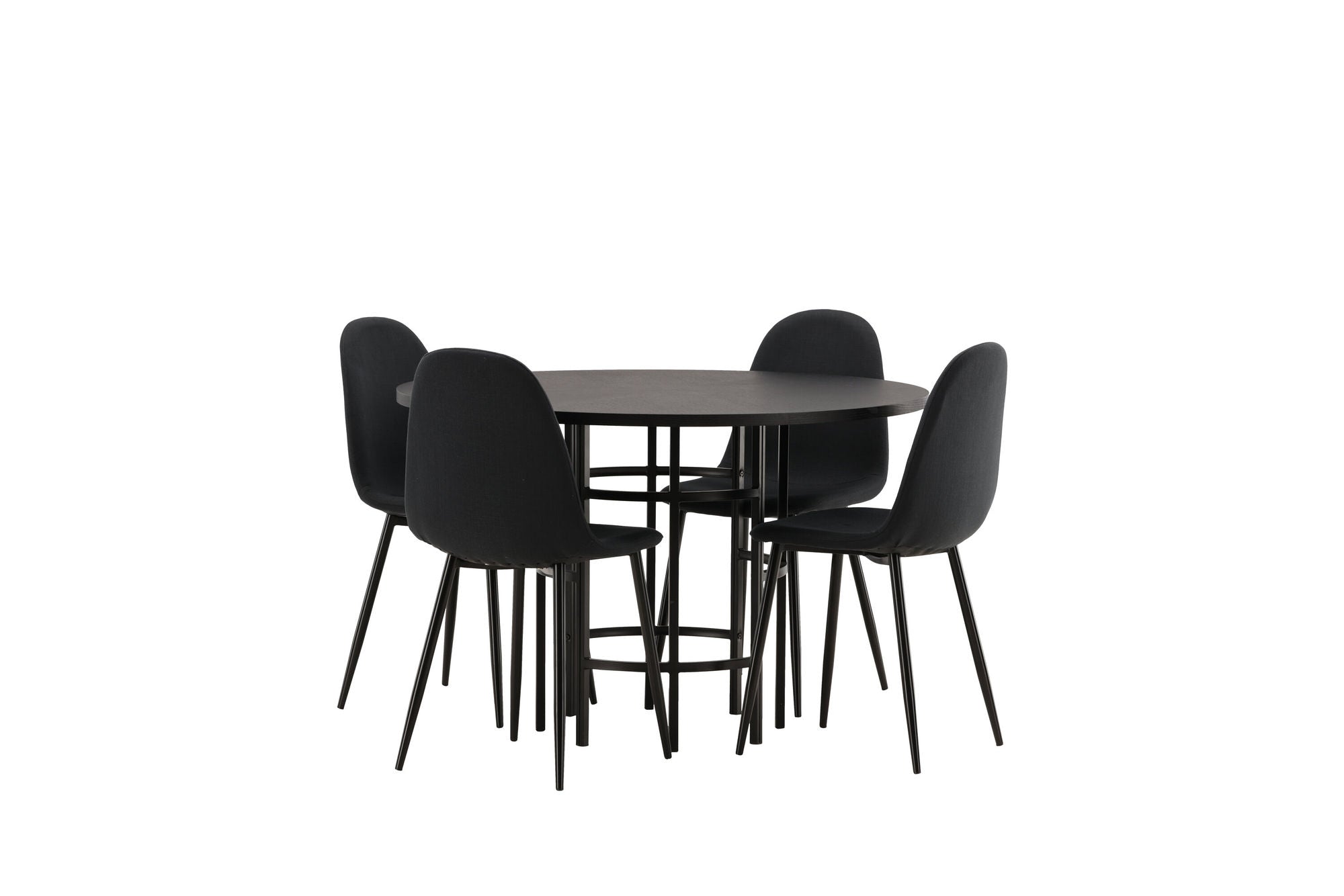 Venture Home Copenhagen spisebord - Black / Black Veneer +Polar Spisebordsstol - Black Legs - Black Fabric _4