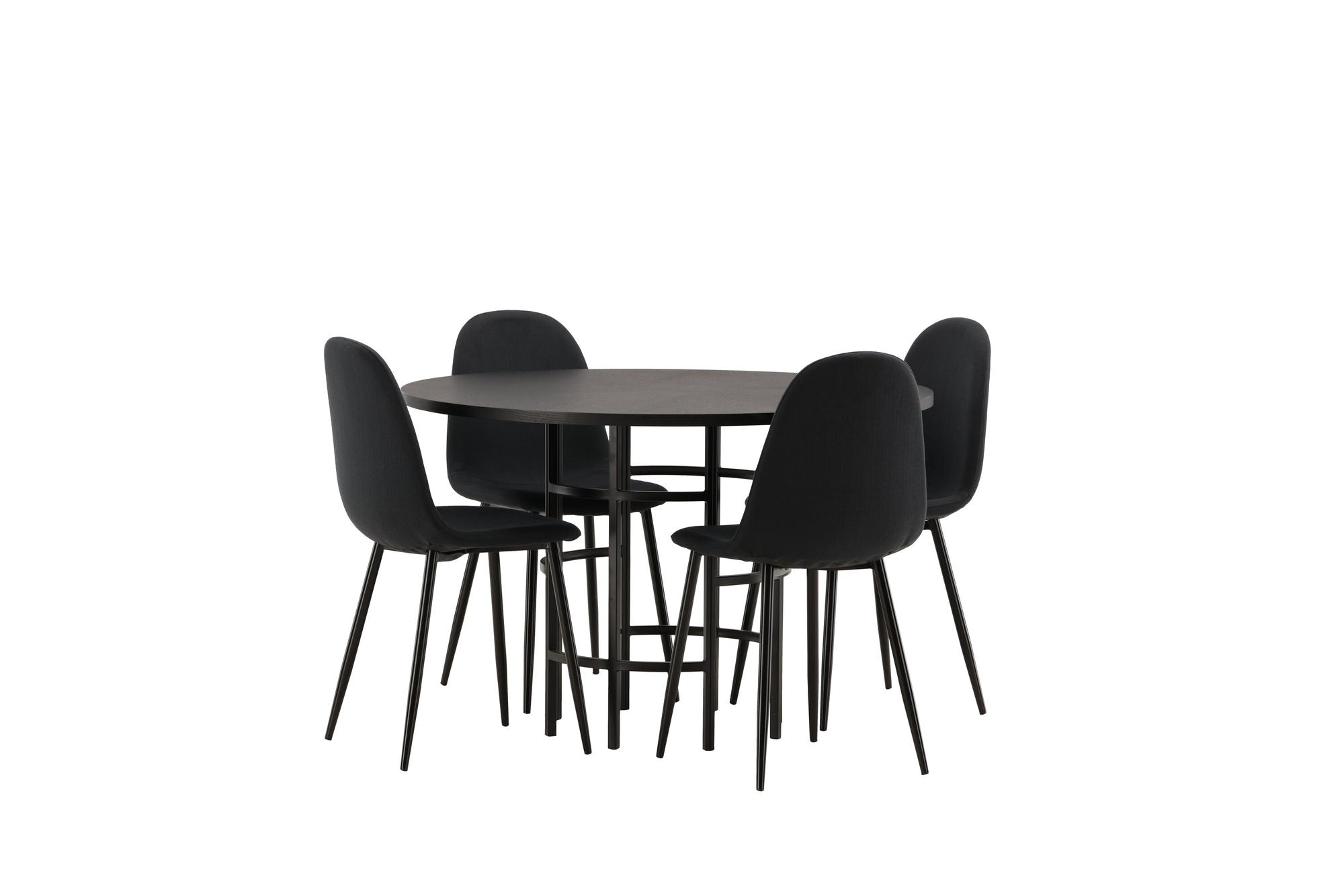 Venture Home Copenhagen spisebord - Black / Black Veneer +Polar Spisebordsstol - Black Legs - Black Fabric _4