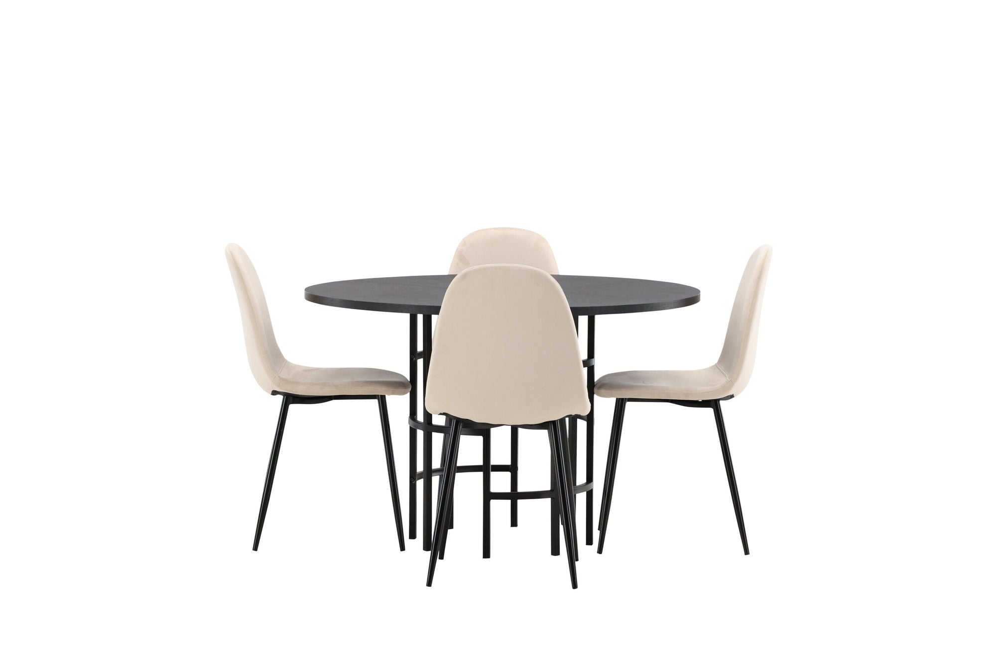 Venture Home Copenhagen spisebord - Black / Black Veneer +Polar Spisebordsstol - Black legs / Beige Velvet _4