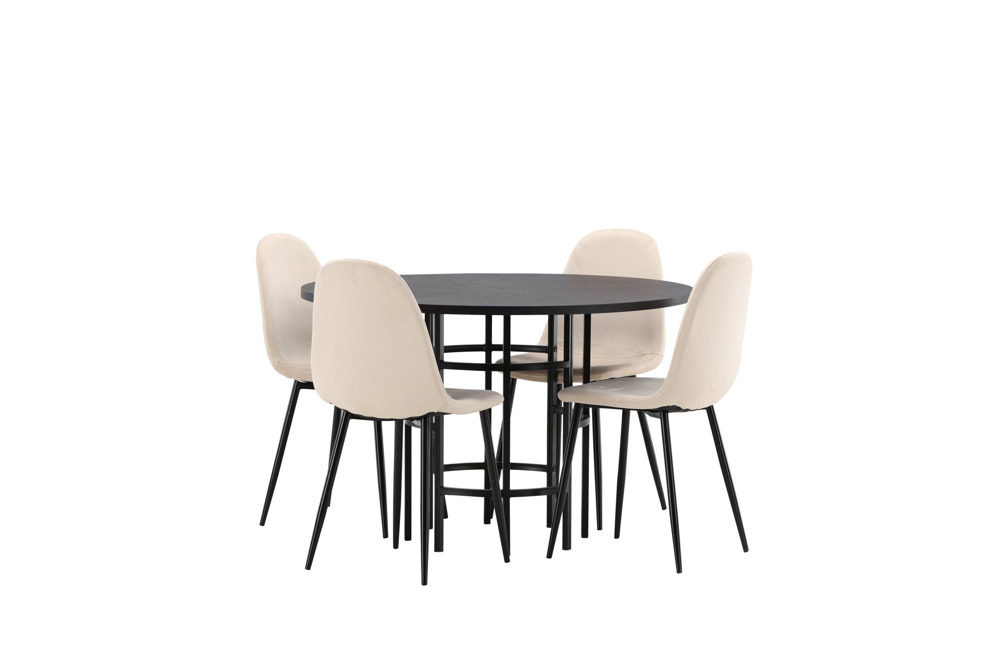 Venture Home Copenhagen spisebord - Black / Black Veneer +Polar Spisebordsstol - Black legs / Beige Velvet _4