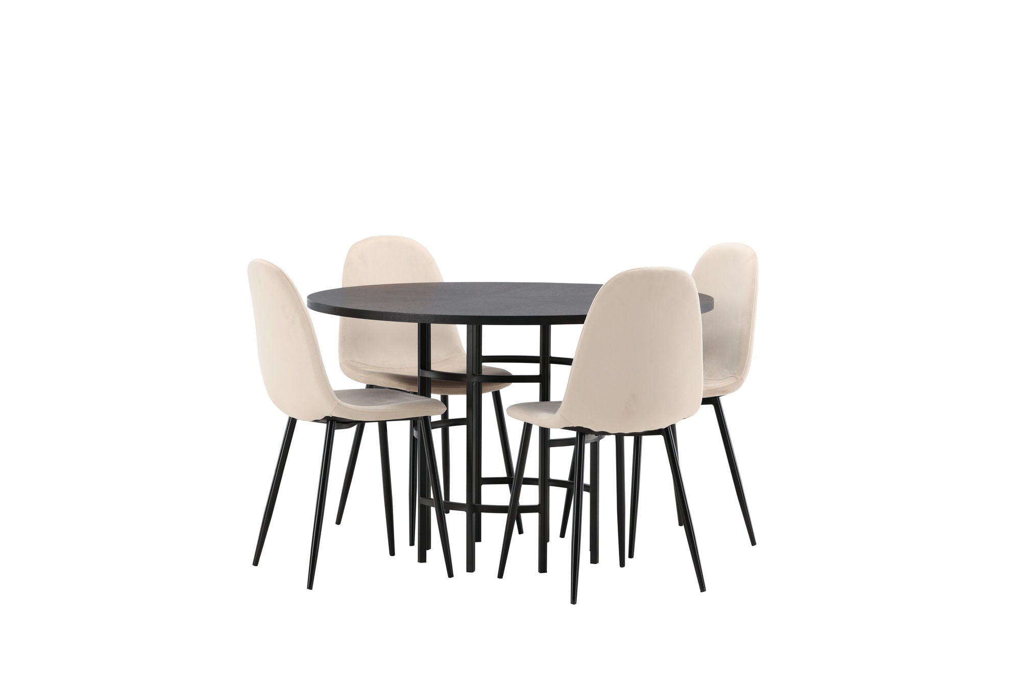 Venture Home Copenhagen spisebord - Black / Black Veneer +Polar Spisebordsstol - Black legs / Beige Velvet _4