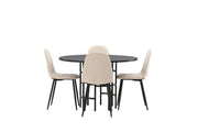 Venture Home Copenhagen spisebord - Black / Black Veneer +Polar Spisebordsstol - Black legs / Beige Velvet _4