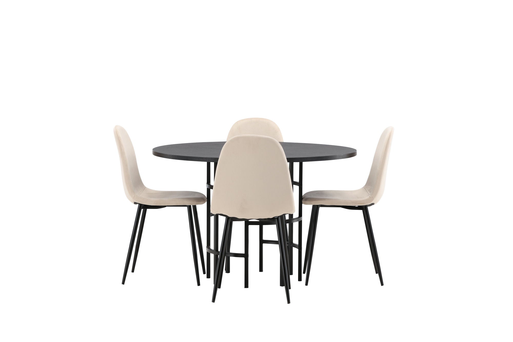 Venture Home Copenhagen spisebord - Black / Black Veneer +Polar Spisebordsstol - Black legs / Beige Velvet _4