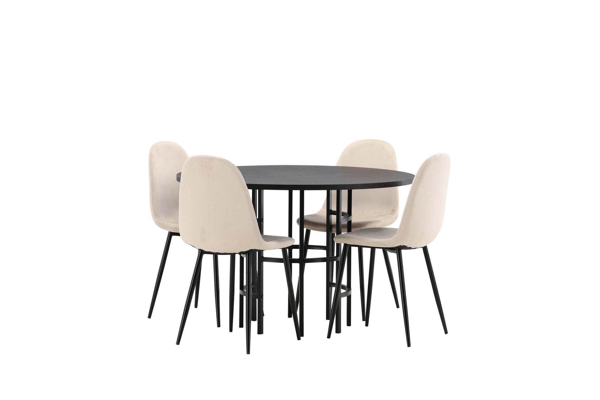 Venture Home Copenhagen spisebord - Black / Black Veneer +Polar Spisebordsstol - Black legs / Beige Velvet _4