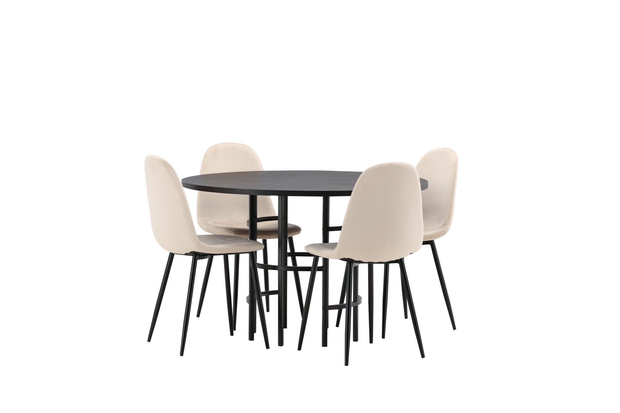 Venture Home Copenhagen spisebord - Black / Black Veneer +Polar Spisebordsstol - Black legs / Beige Velvet _4