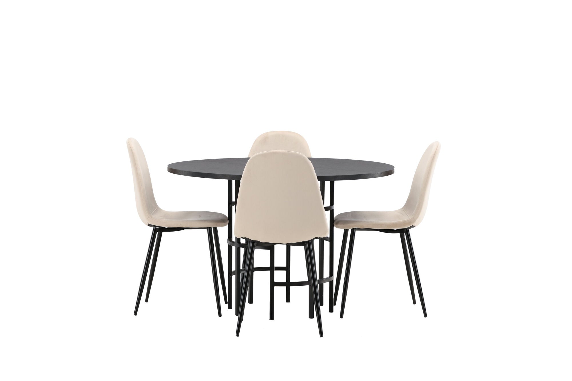 Venture Home Copenhagen spisebord - Black / Black Veneer +Polar Spisebordsstol - Black legs / Beige Velvet _4