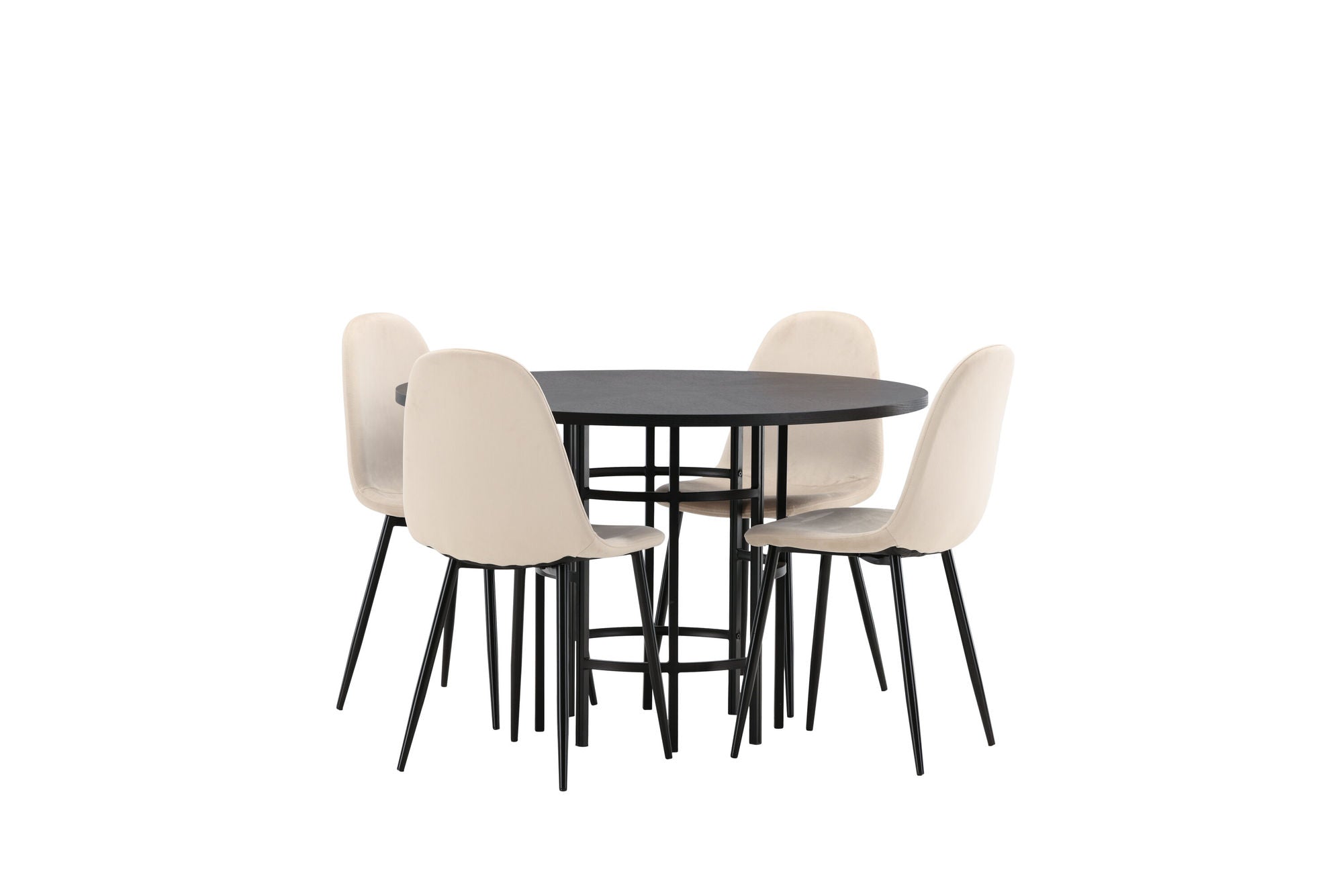 Venture Home Copenhagen spisebord - Black / Black Veneer +Polar Spisebordsstol - Black legs / Beige Velvet _4