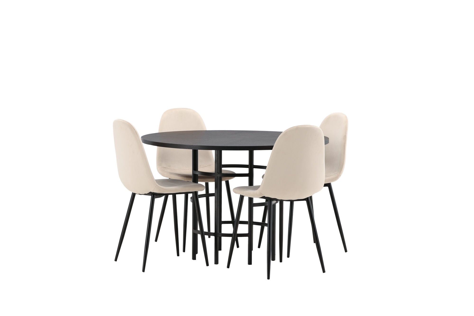 Venture Home Copenhagen spisebord - Black / Black Veneer +Polar Spisebordsstol - Black legs / Beige Velvet _4