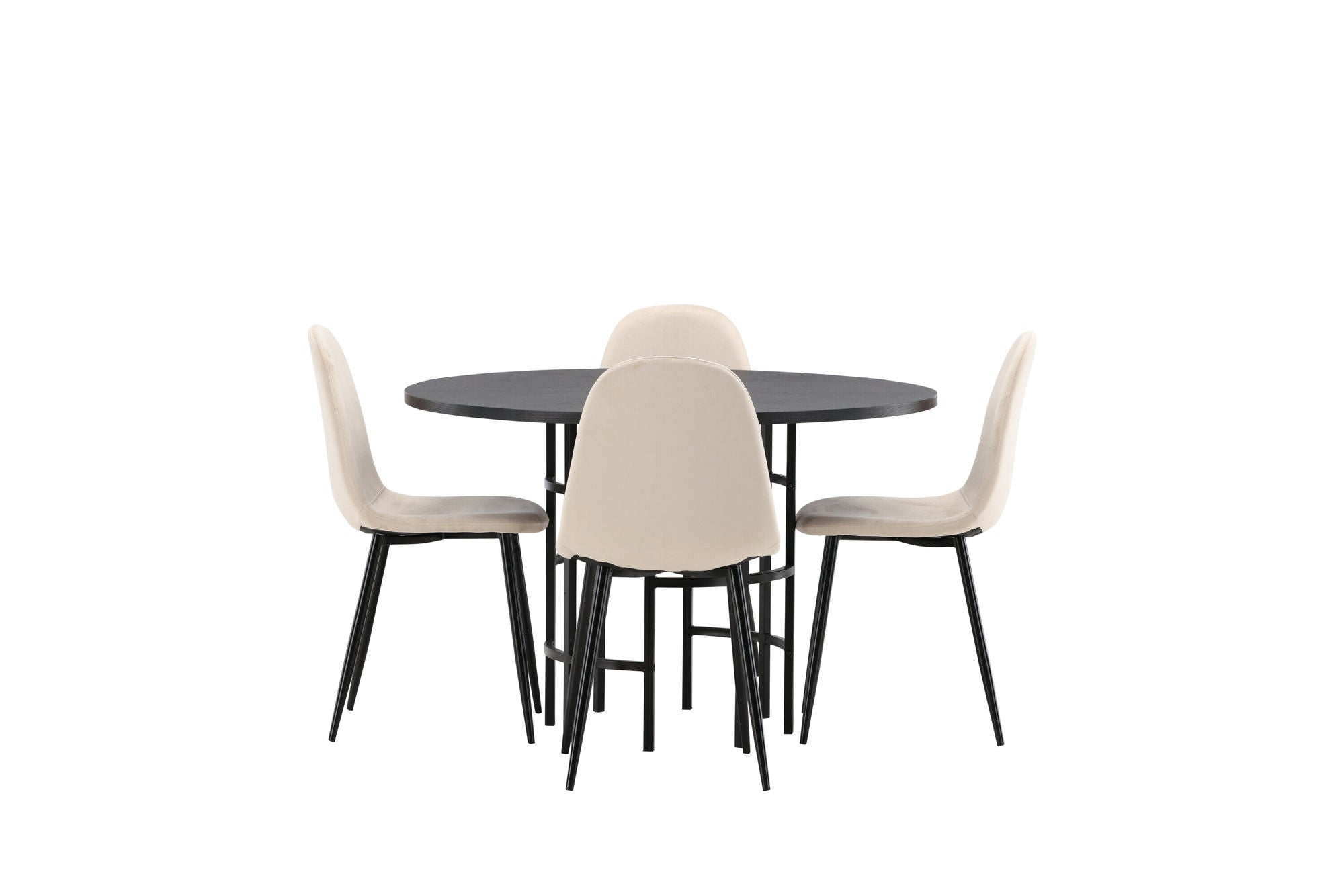 Venture Home Copenhagen spisebord - Black / Black Veneer +Polar Spisebordsstol - Black legs / Beige Velvet _4