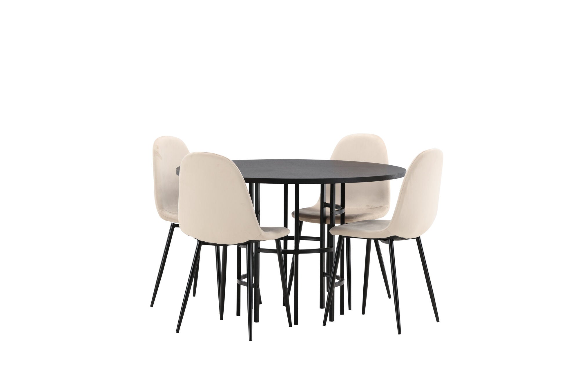 Venture Home Copenhagen spisebord - Black / Black Veneer +Polar Spisebordsstol - Black legs / Beige Velvet _4