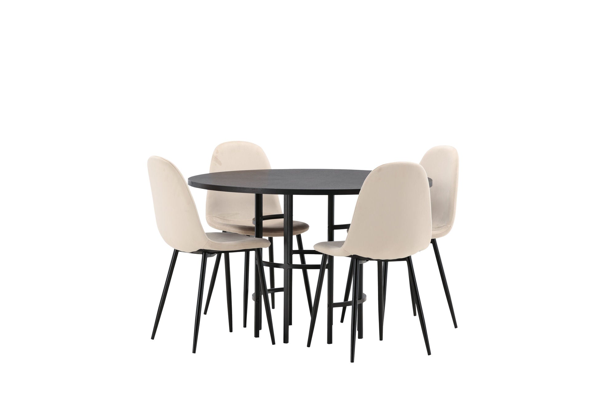 Venture Home Copenhagen spisebord - Black / Black Veneer +Polar Spisebordsstol - Black legs / Beige Velvet _4