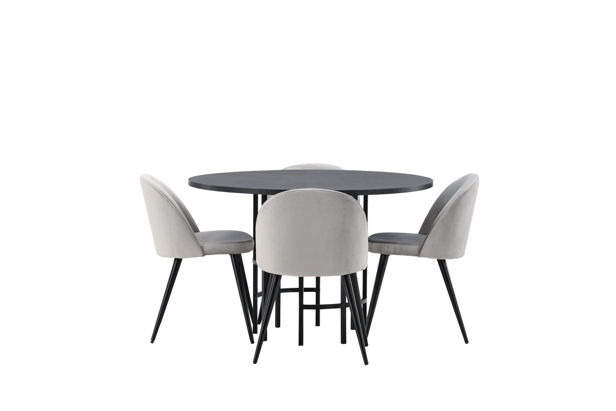 Venture Home Copenhagen spisebord - Black / Black Veneer +Velvet Spisebordsstol - Light Grey / Black _4